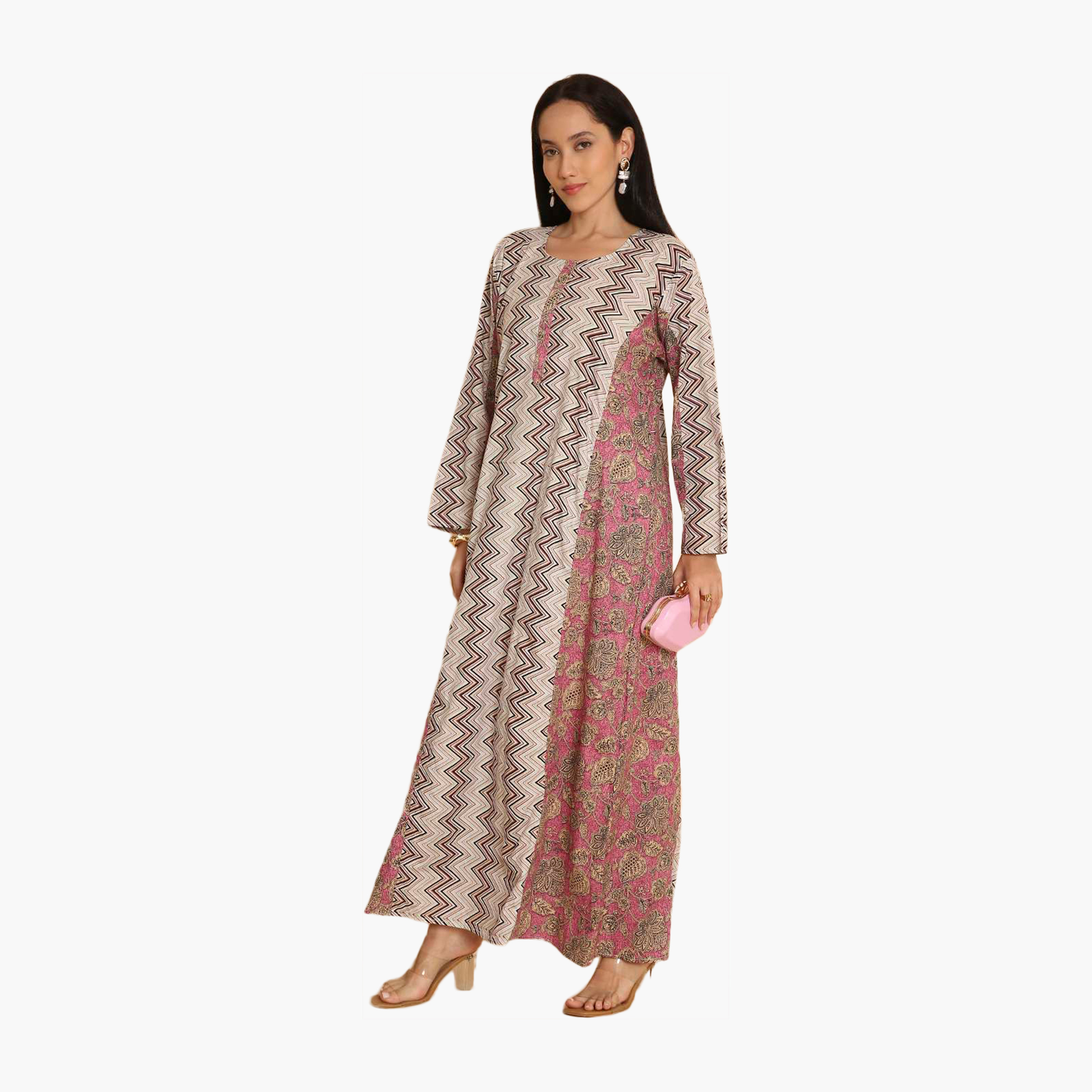 جلابية نسائية متعرجة ومطبوعة بالزهور من هانا اند سارة-women-arabicclothing-jalabiyas-image-4