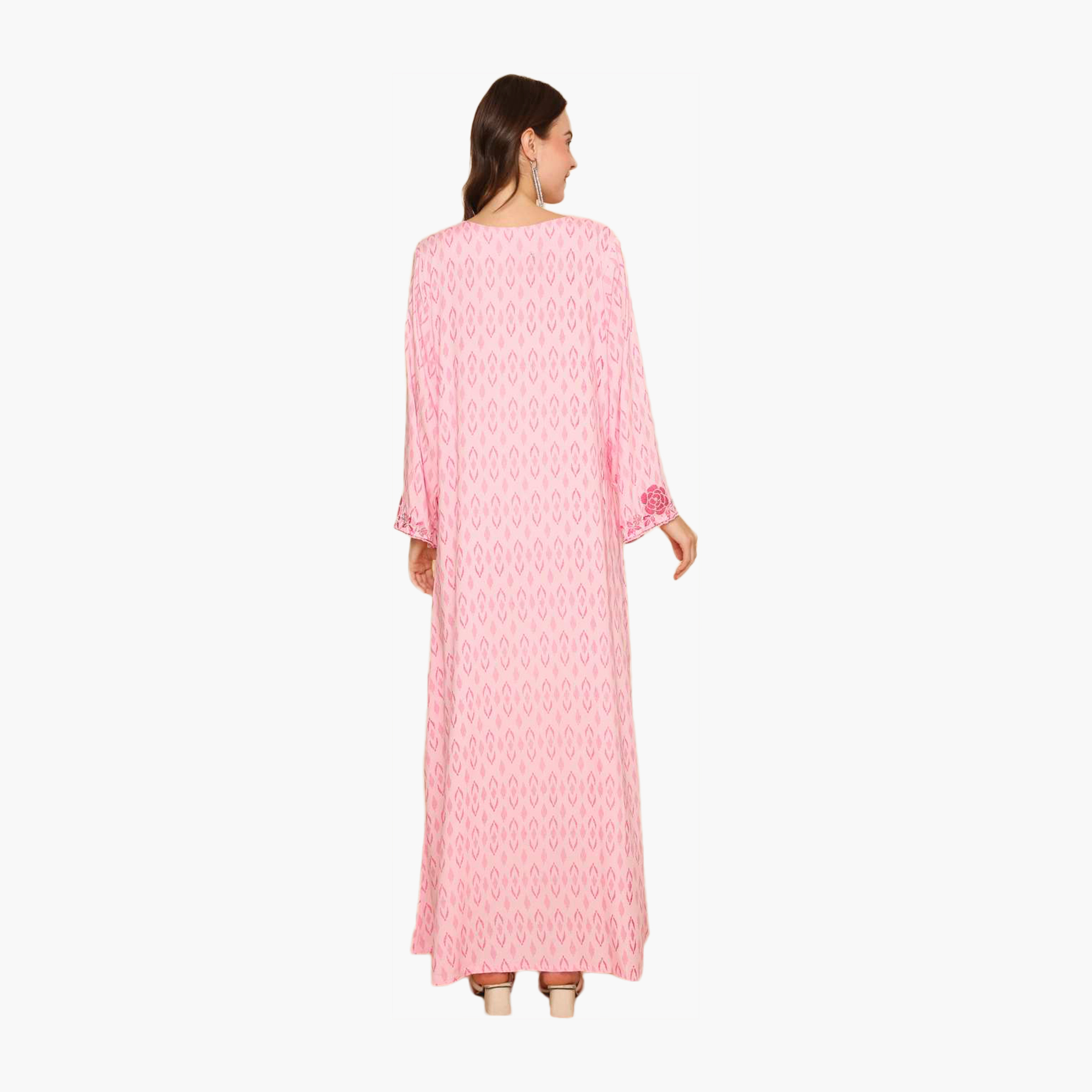 HanaandSara All Over Subtle Printed and Floral Embroidered Women's Jalabiya-women-clothing-dresses-image-15