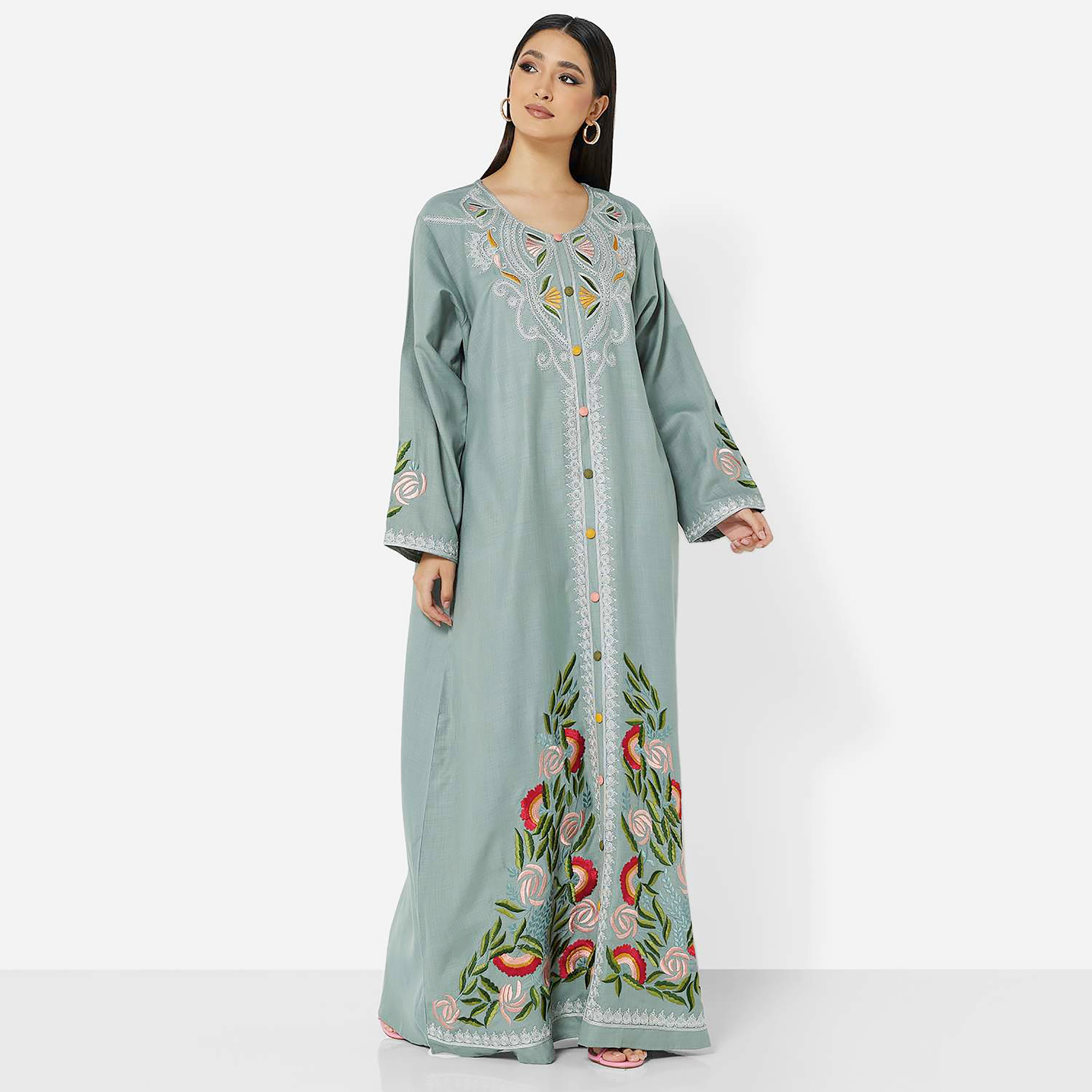 هناء وسارة جلابية نسائية رمادية مطرزة-women-arabicclothing-jalabiyas-image-1