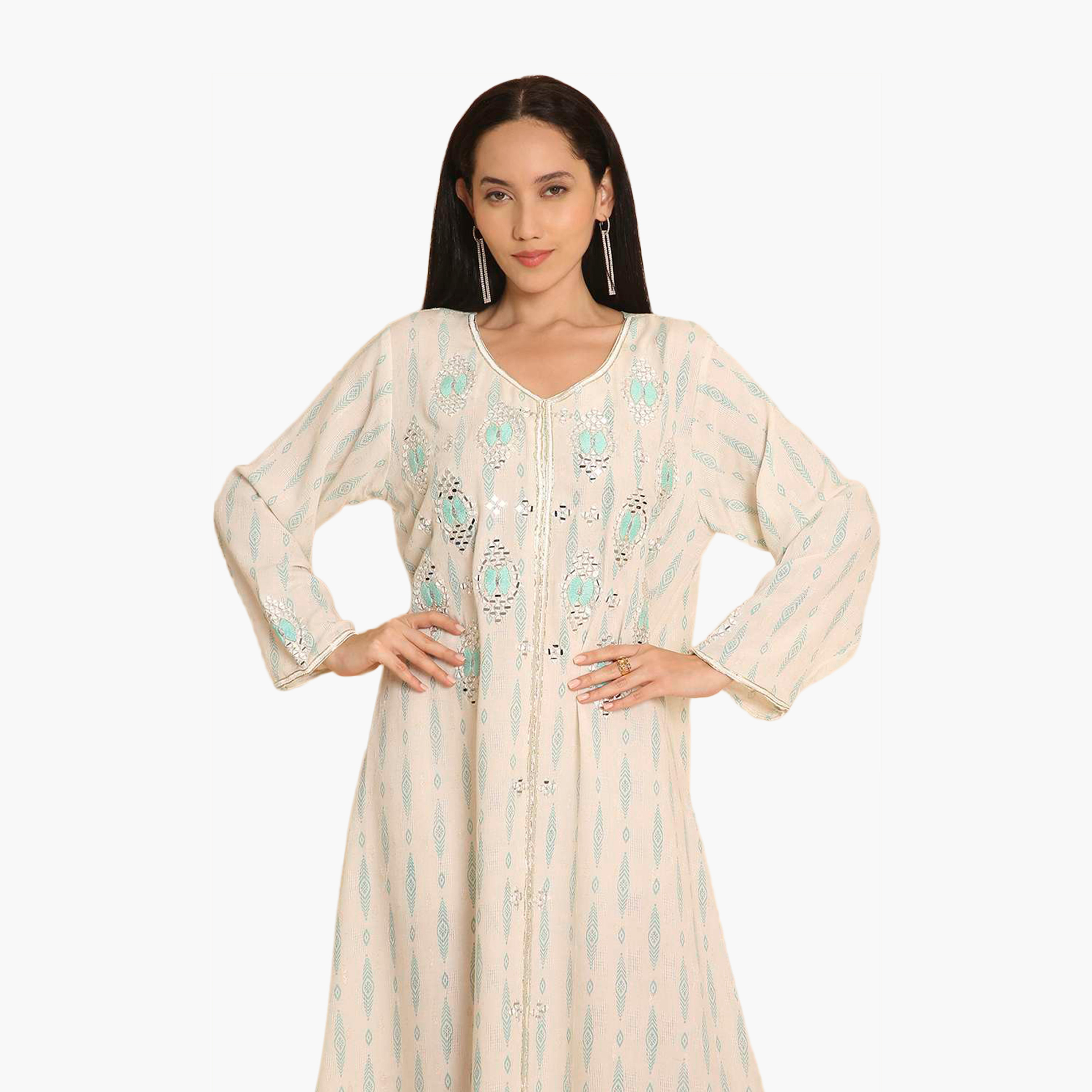 جلابية نسائية مطرزة ومرآة من هانا اند سارة-women-arabicclothing-jalabiyas-image-12
