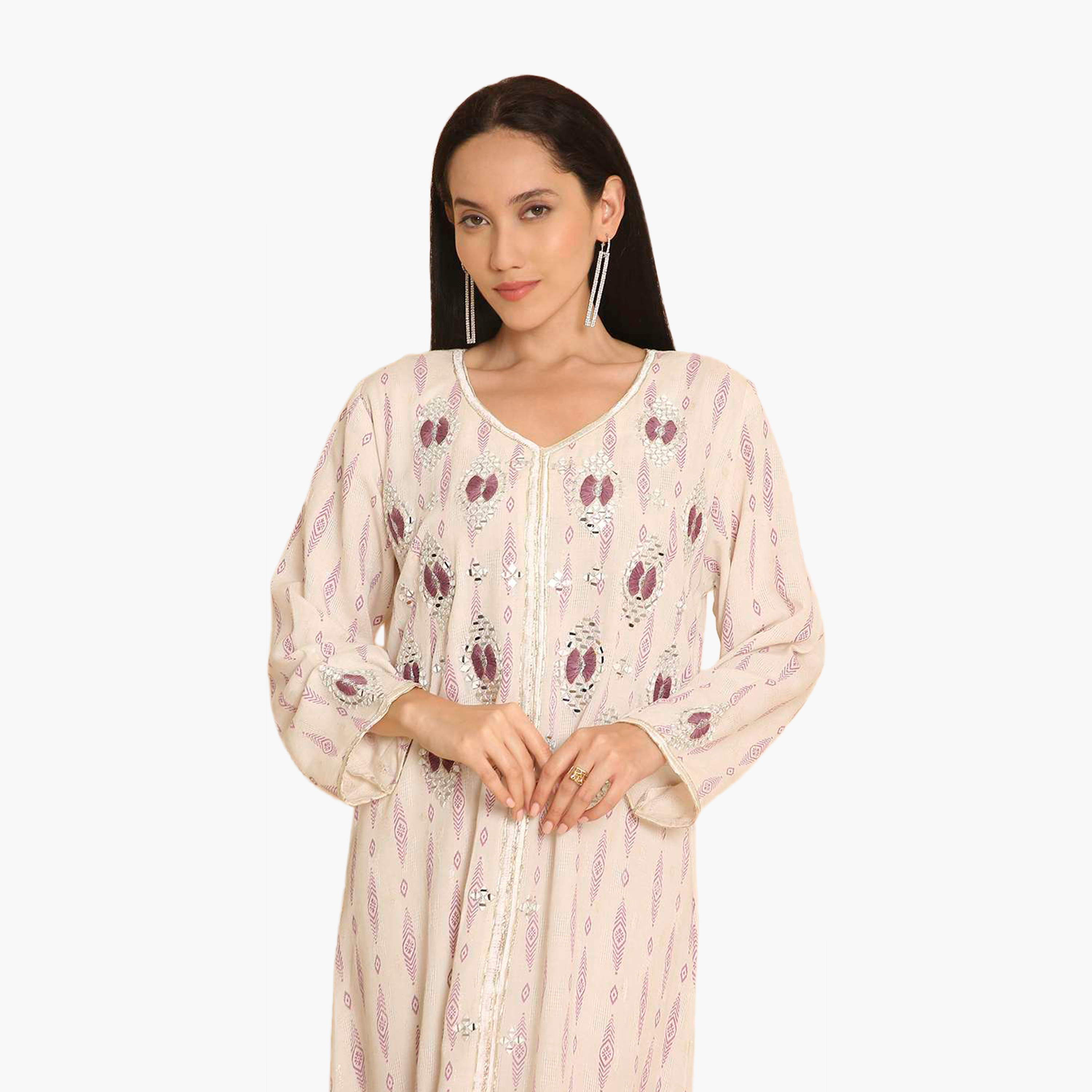 جلابية نسائية مطرزة ومرآة من هانا اند سارة-women-arabicclothing-jalabiyas-image-2