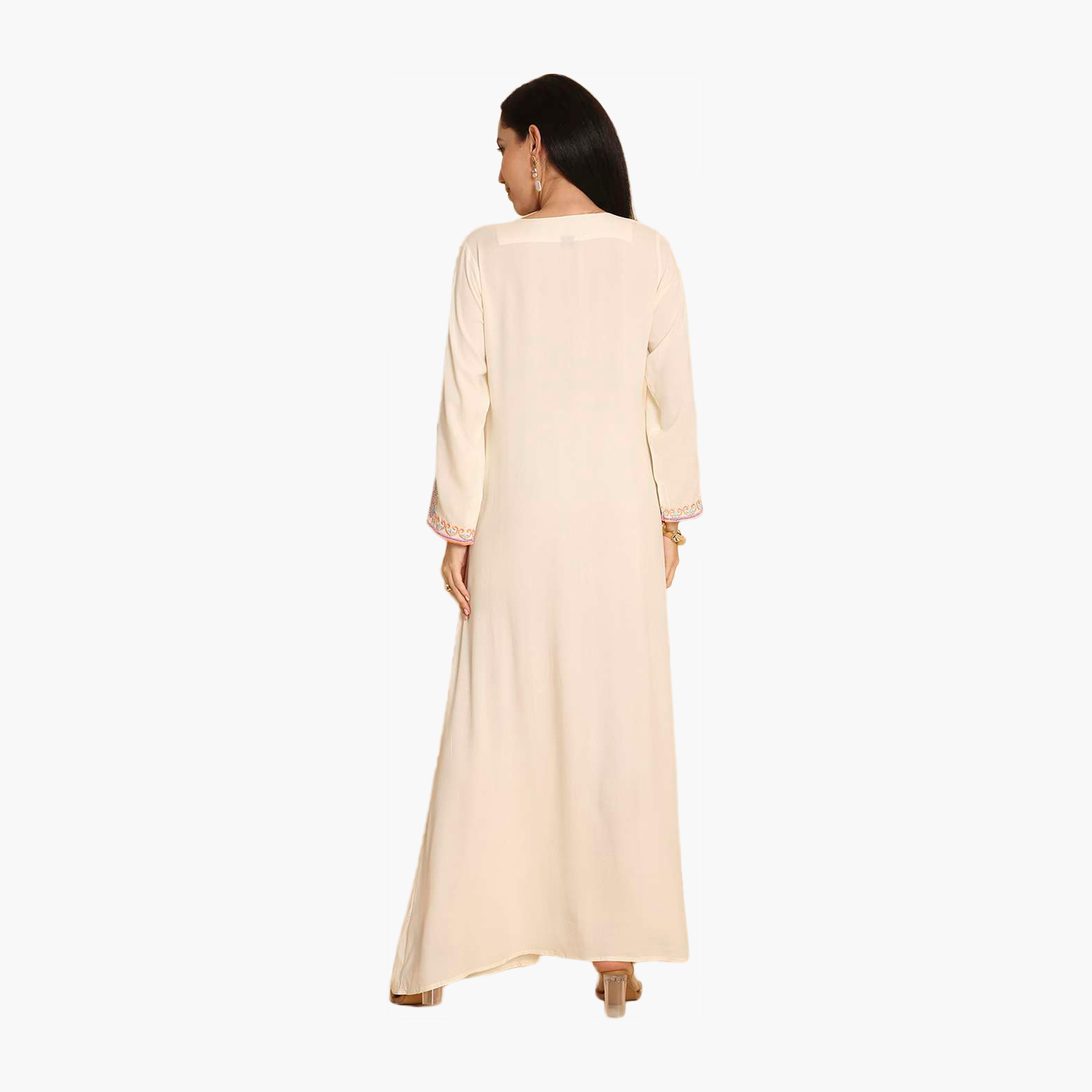 HanaandSara Floral Embroidered Yoke Women's Jalabiya-women-arabicclothing-jalabiyas-image-5