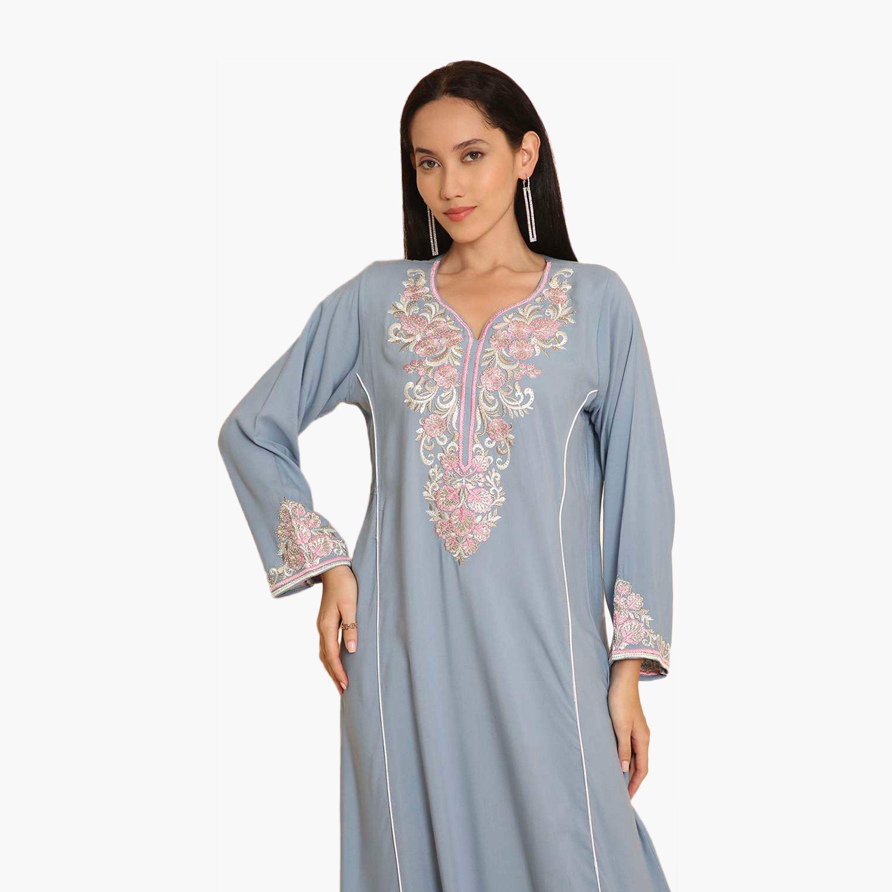 جلابية نسائية مطرزة بالزهور من هانا اند سارة-women-arabicclothing-jalabiyas-image-12