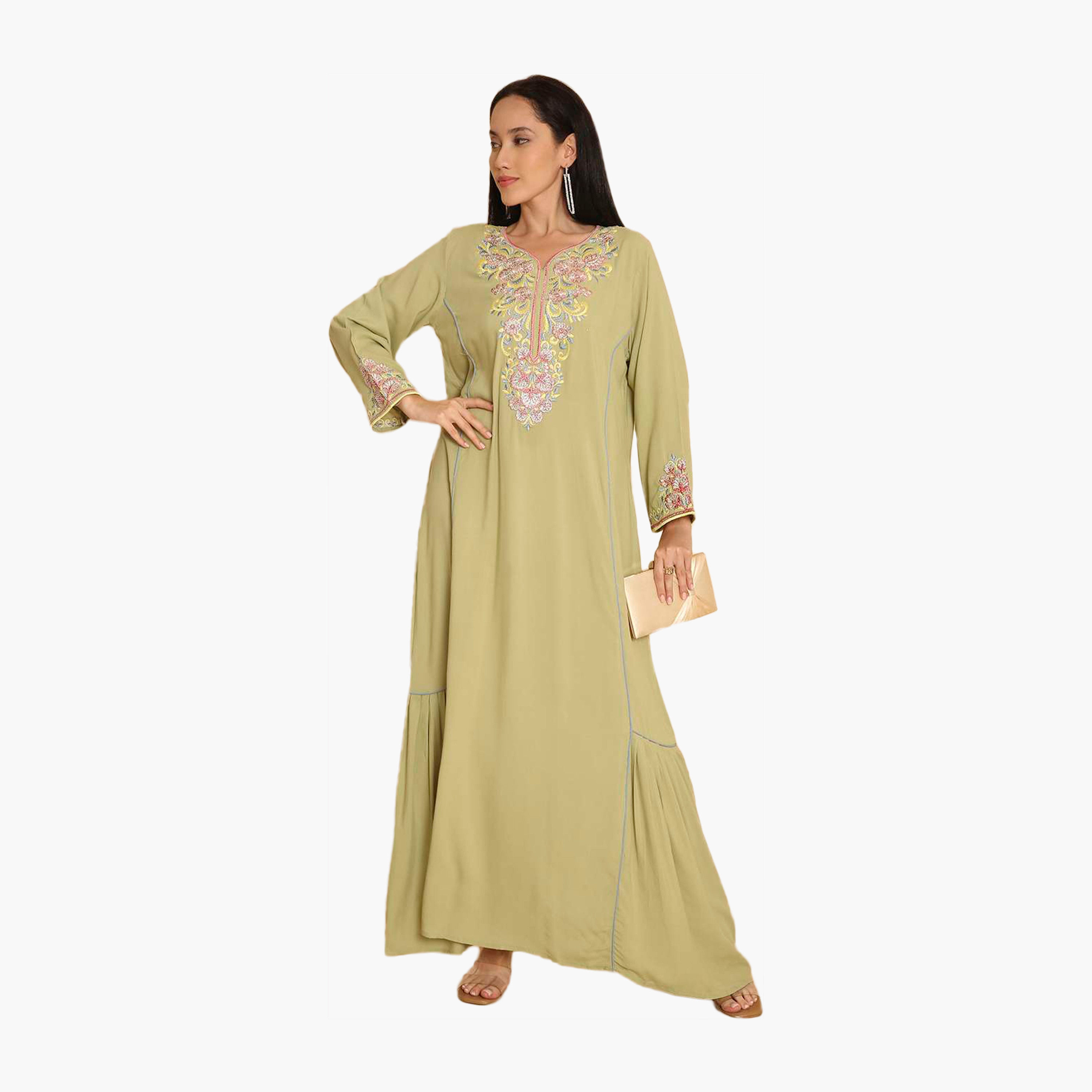جلابية نسائية مطرزة بالزهور من هانا اند سارة-women-arabicclothing-jalabiyas-image-6