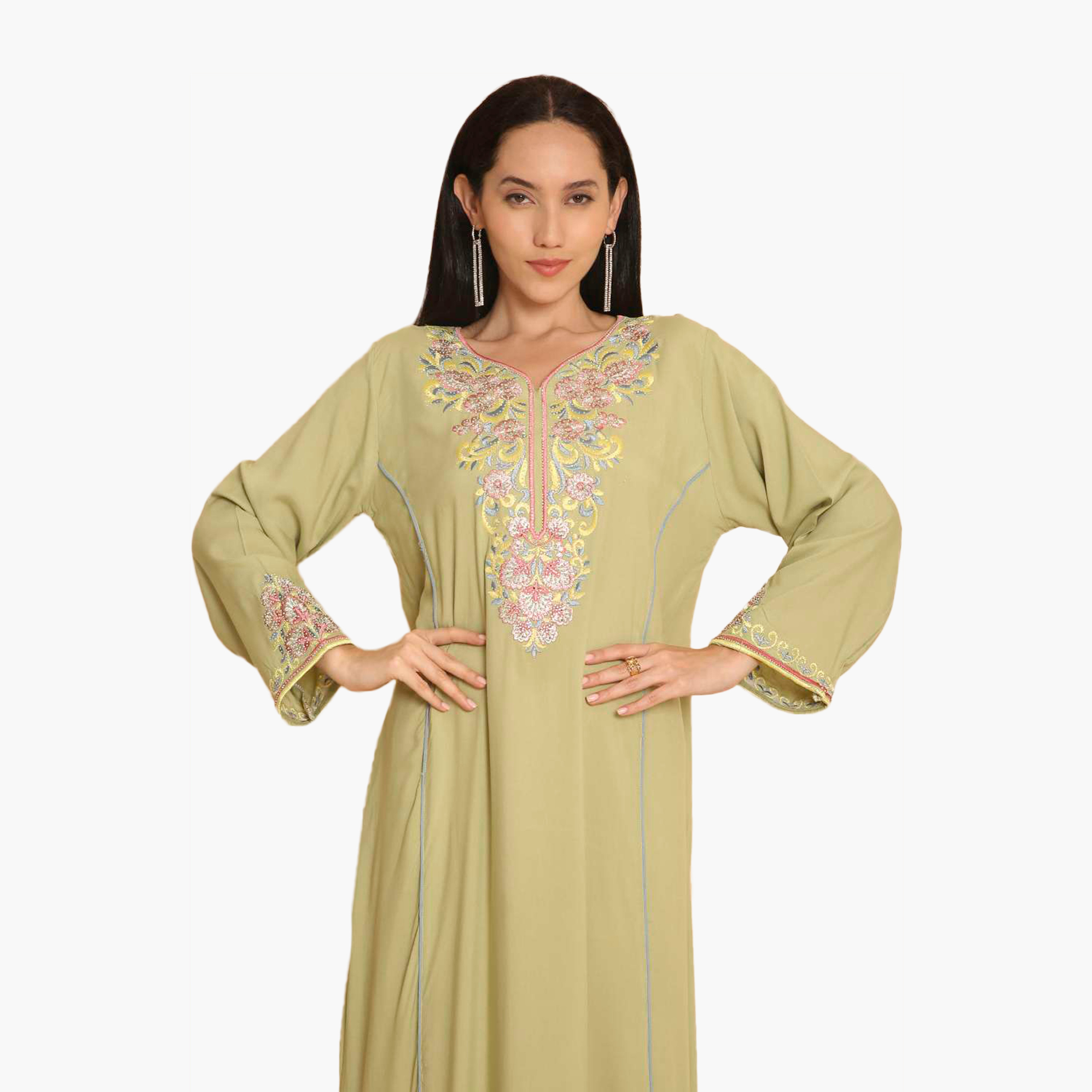جلابية نسائية مطرزة بالزهور من هانا اند سارة-women-arabicclothing-jalabiyas-image-7