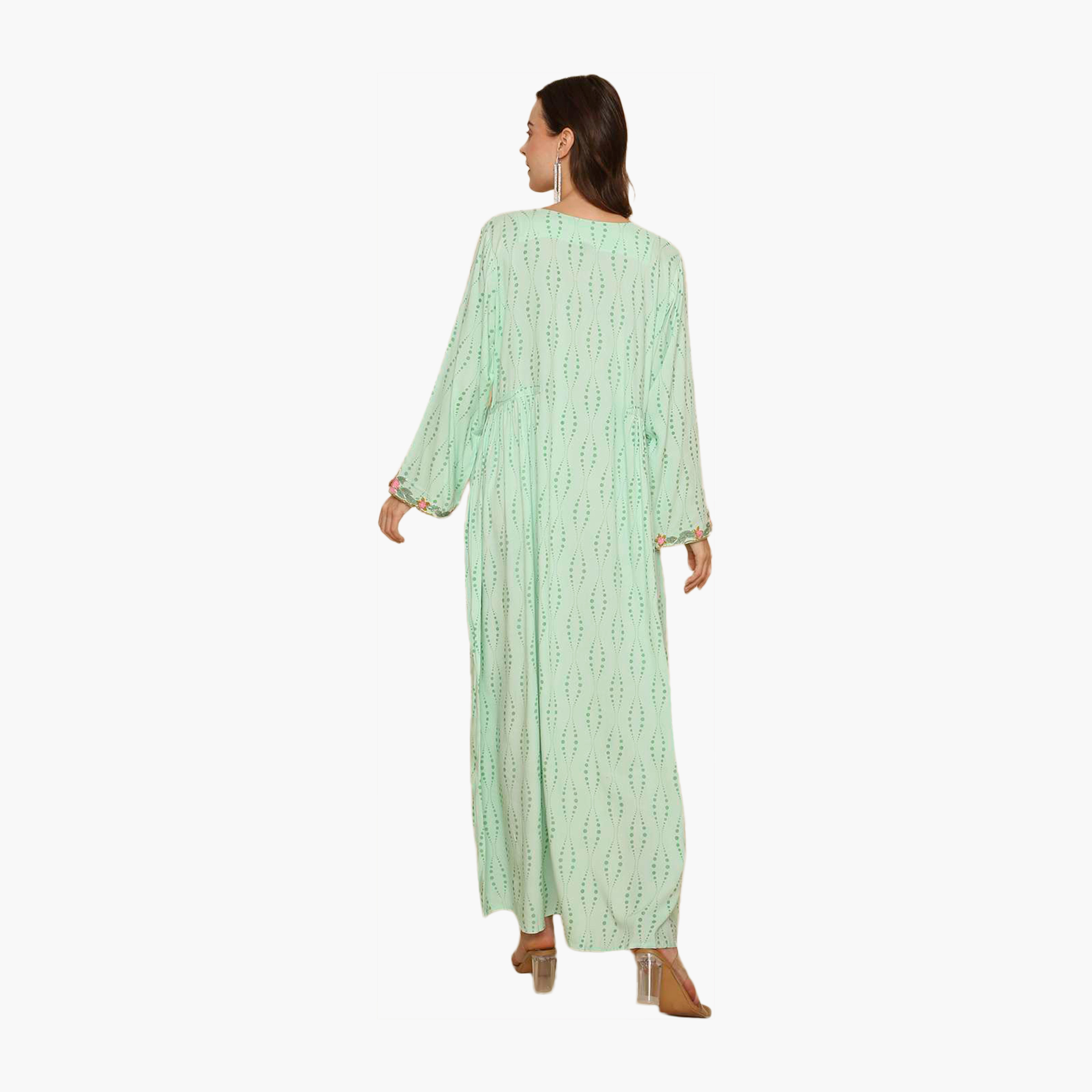 HanaandSara All Over Printed and Floral Embroidered Yoke Women's Jalabiya-women-arabicclothing-jalabiyas-image-5