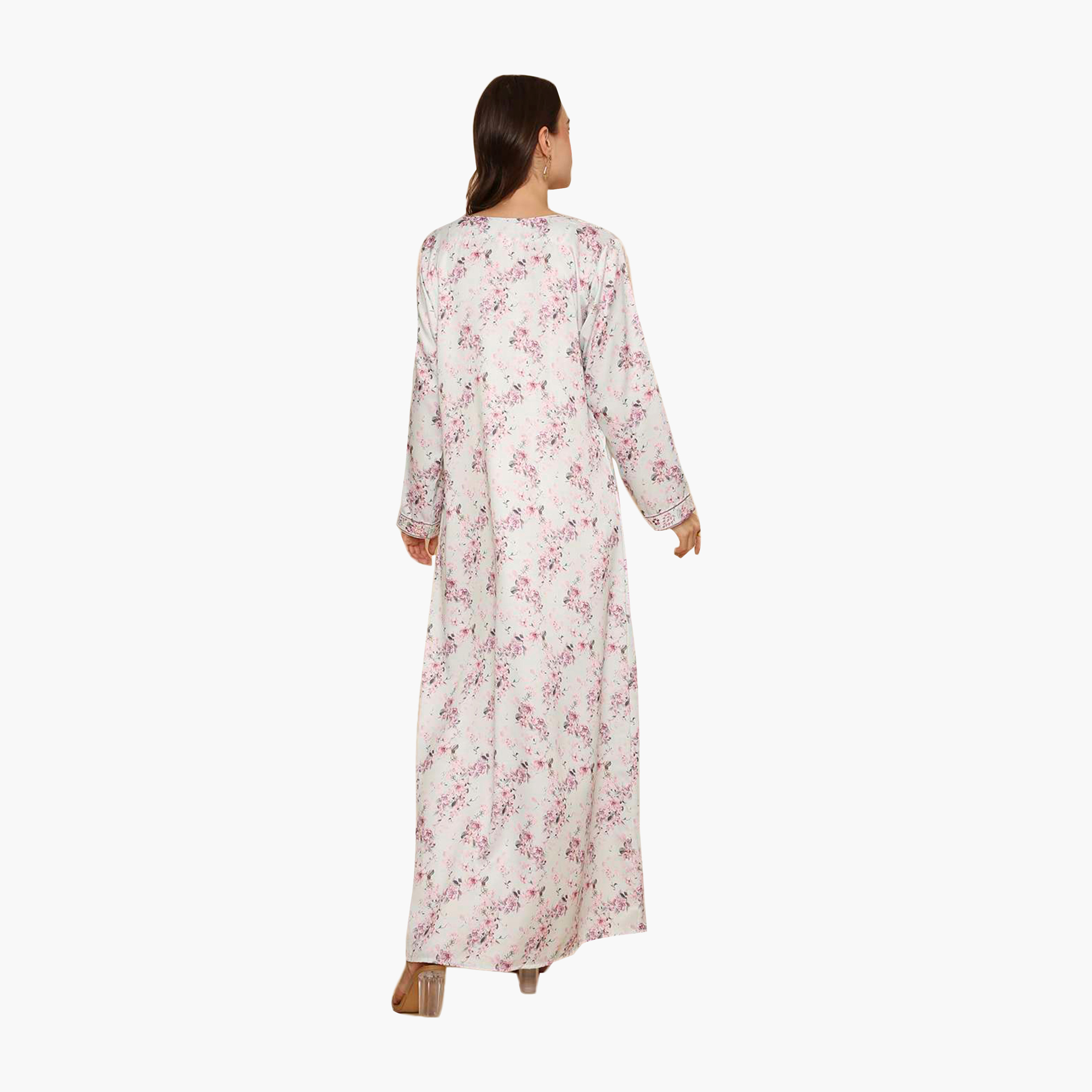 جلابية نسائية مطرزة بنقشة زهور من هنا اند سارة-women-arabicclothing-jalabiyas-image-5