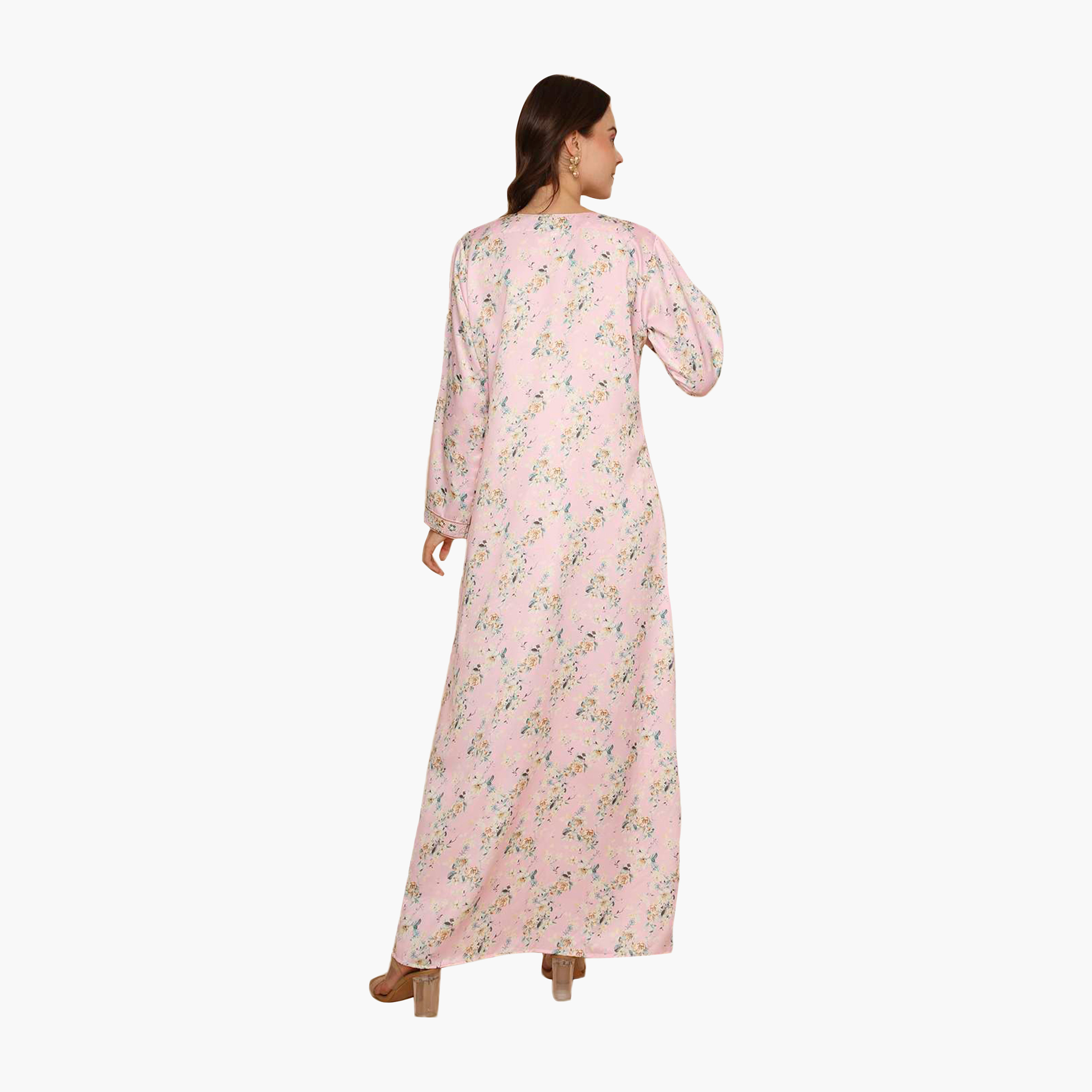 HanaandSara Floral Print Embroidered Yoke Women's Jalabiya-women-arabicclothing-jalabiyas-image-10