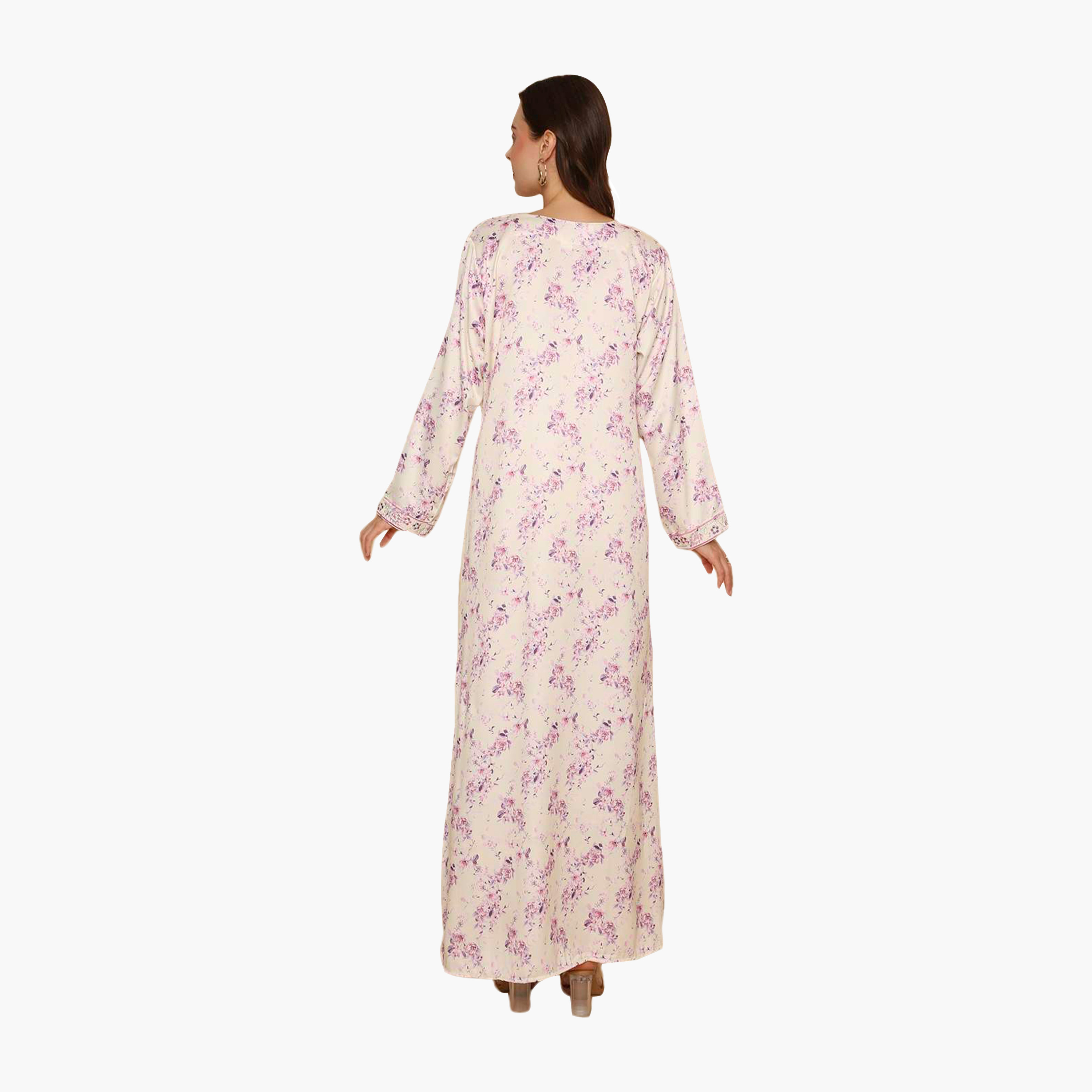 جلابية نسائية مطرزة بنقشة زهور من هنا اند سارة-women-arabicclothing-jalabiyas-image-5