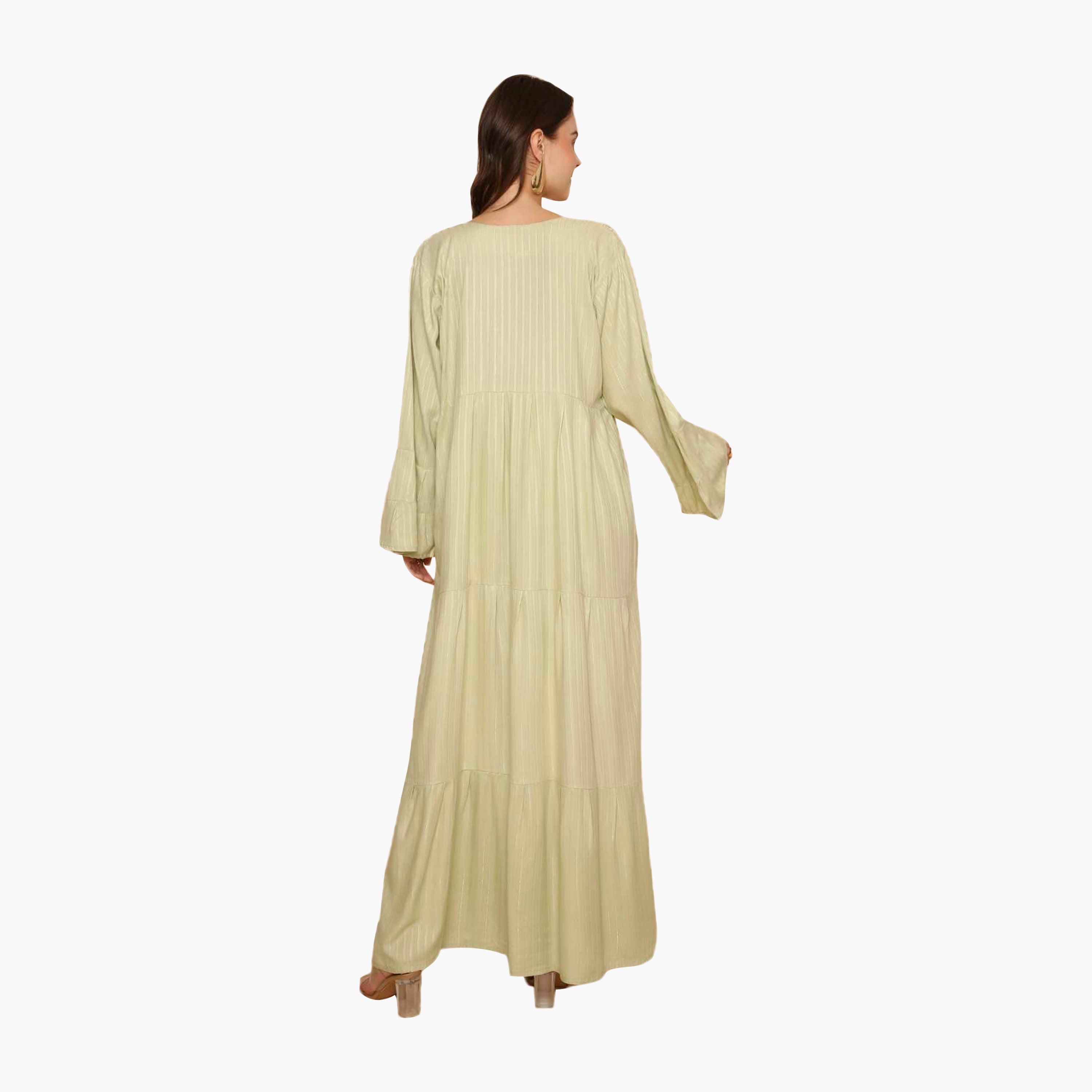 جلابية نسائية مطرزة بأكمام واسعة ونقشة مخططة من هنا اند سارة-women-arabicclothing-jalabiyas-image-5