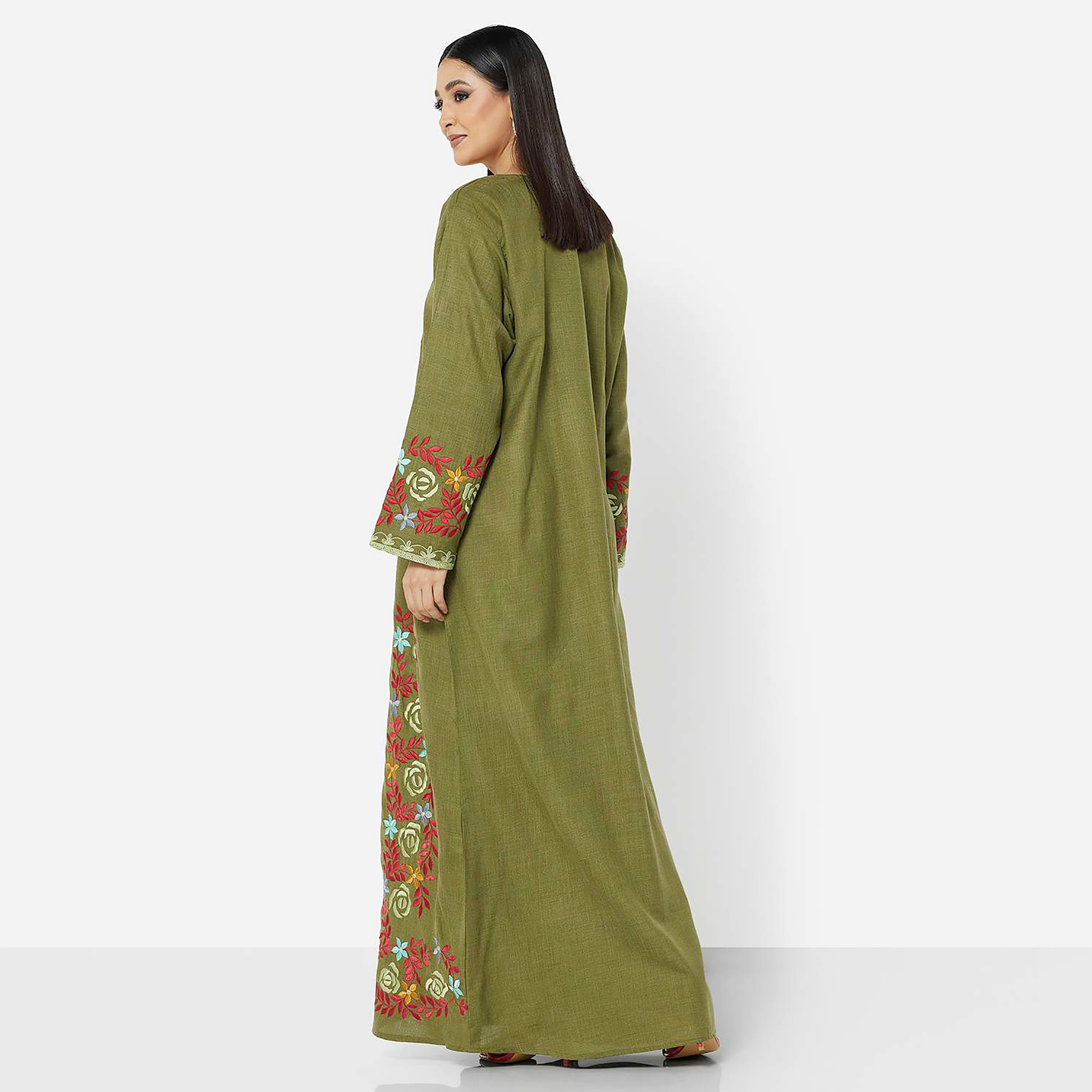 هناء وسارة جلابية نسائية مطرزة باللون الأخضر-women-arabicclothing-jalabiyas-image-3