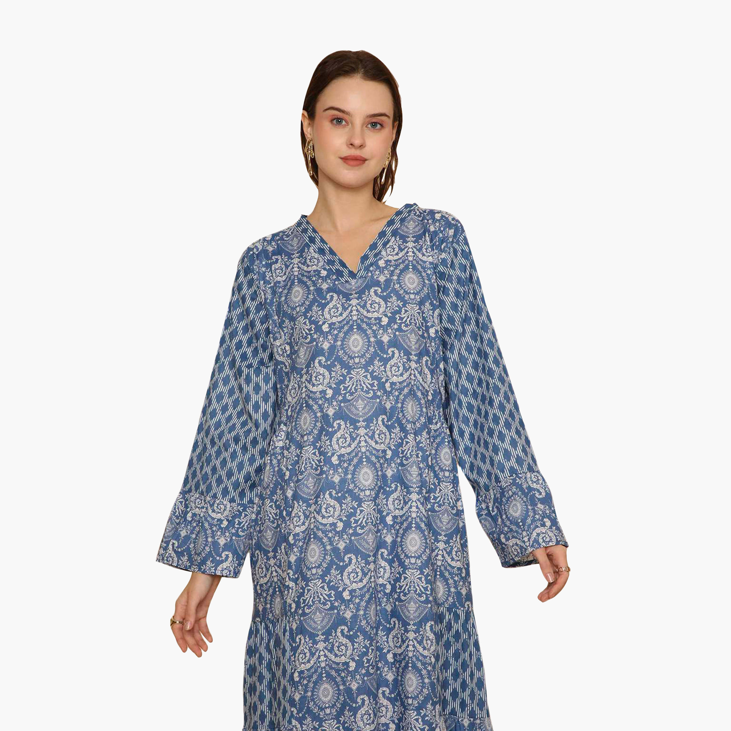 جلابية نسائية متعددة الطبقات مطرزة بنقوش عرقية من هنا اند سارة-women-arabicclothing-jalabiyas-image-7
