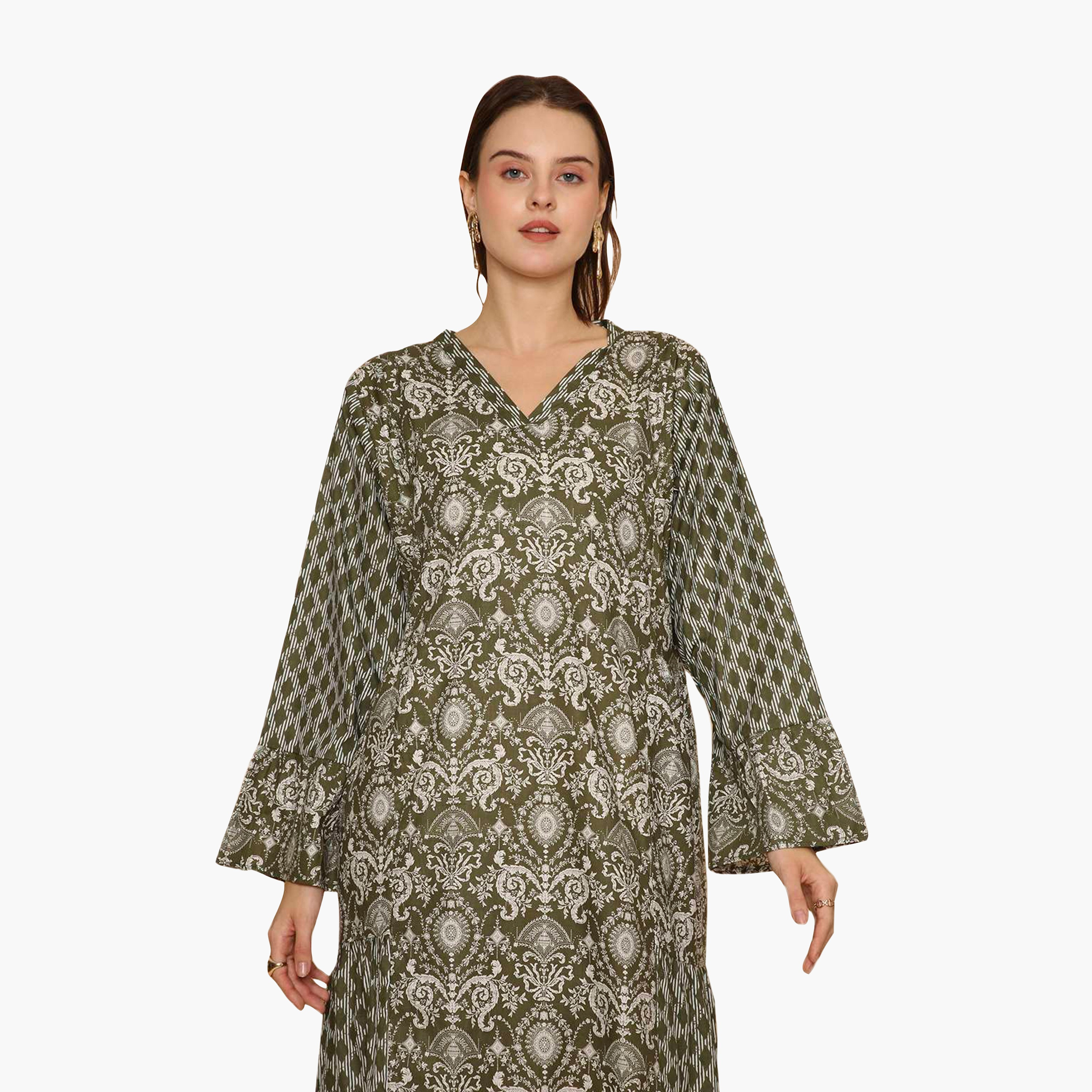 جلابية نسائية متعددة الطبقات مطرزة بنقوش عرقية من هنا اند سارة-women-arabicclothing-jalabiyas-image-12