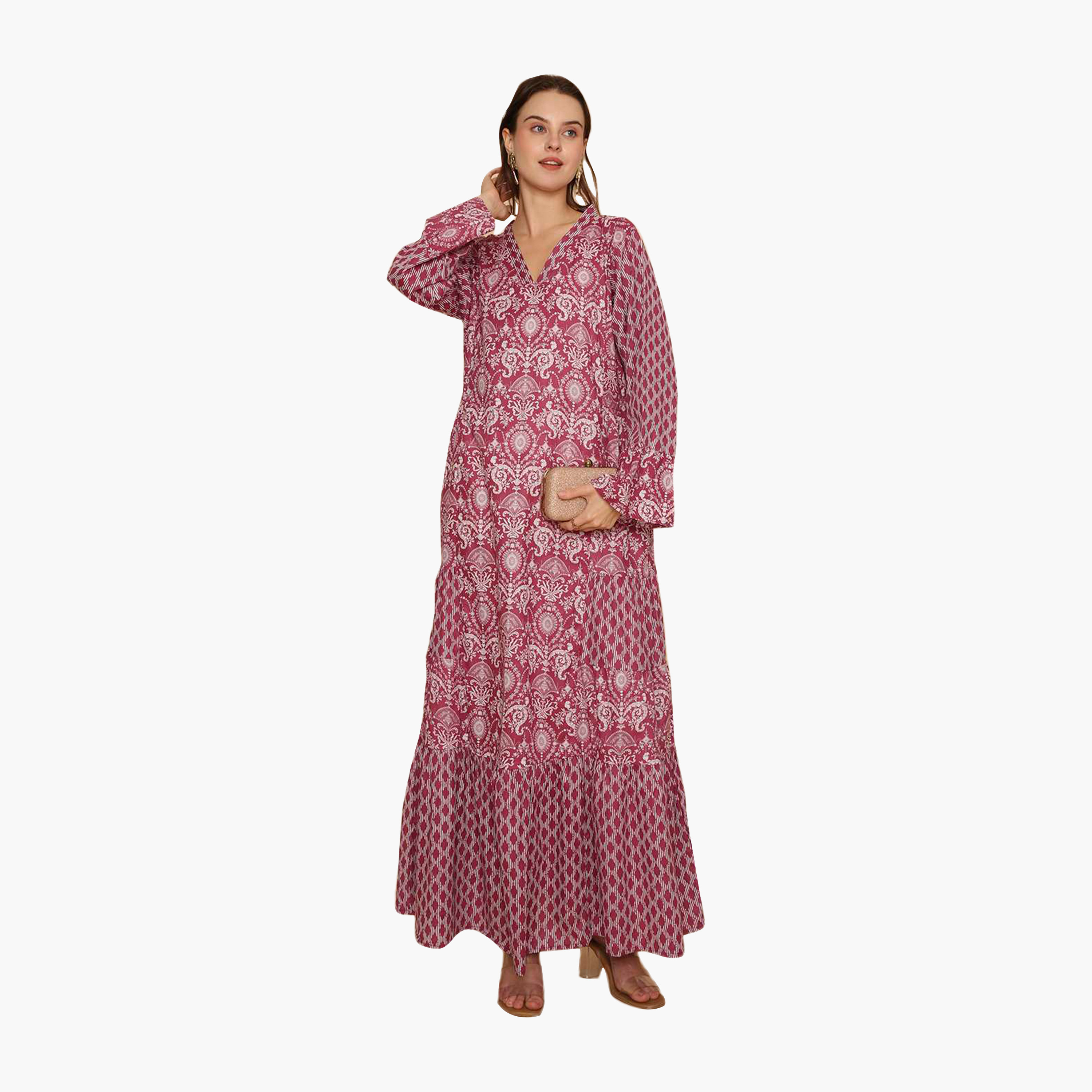 جلابية نسائية متعددة الطبقات مطرزة بنقوش عرقية من هنا اند سارة-women-arabicclothing-jalabiyas-image-1