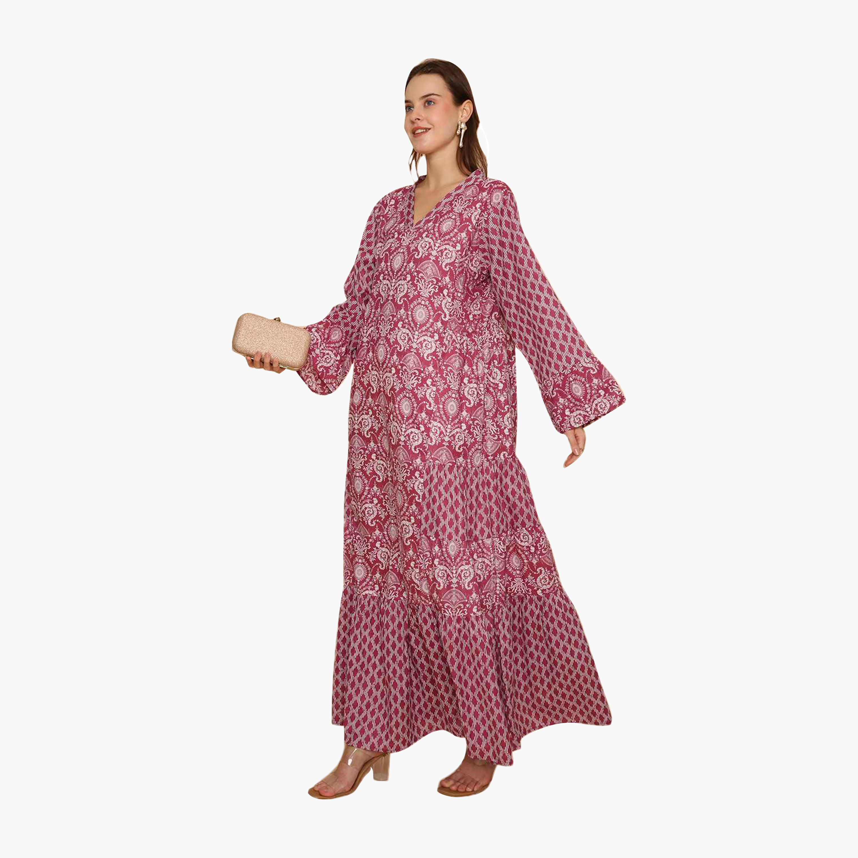 جلابية نسائية متعددة الطبقات مطرزة بنقوش عرقية من هنا اند سارة-women-arabicclothing-jalabiyas-image-4