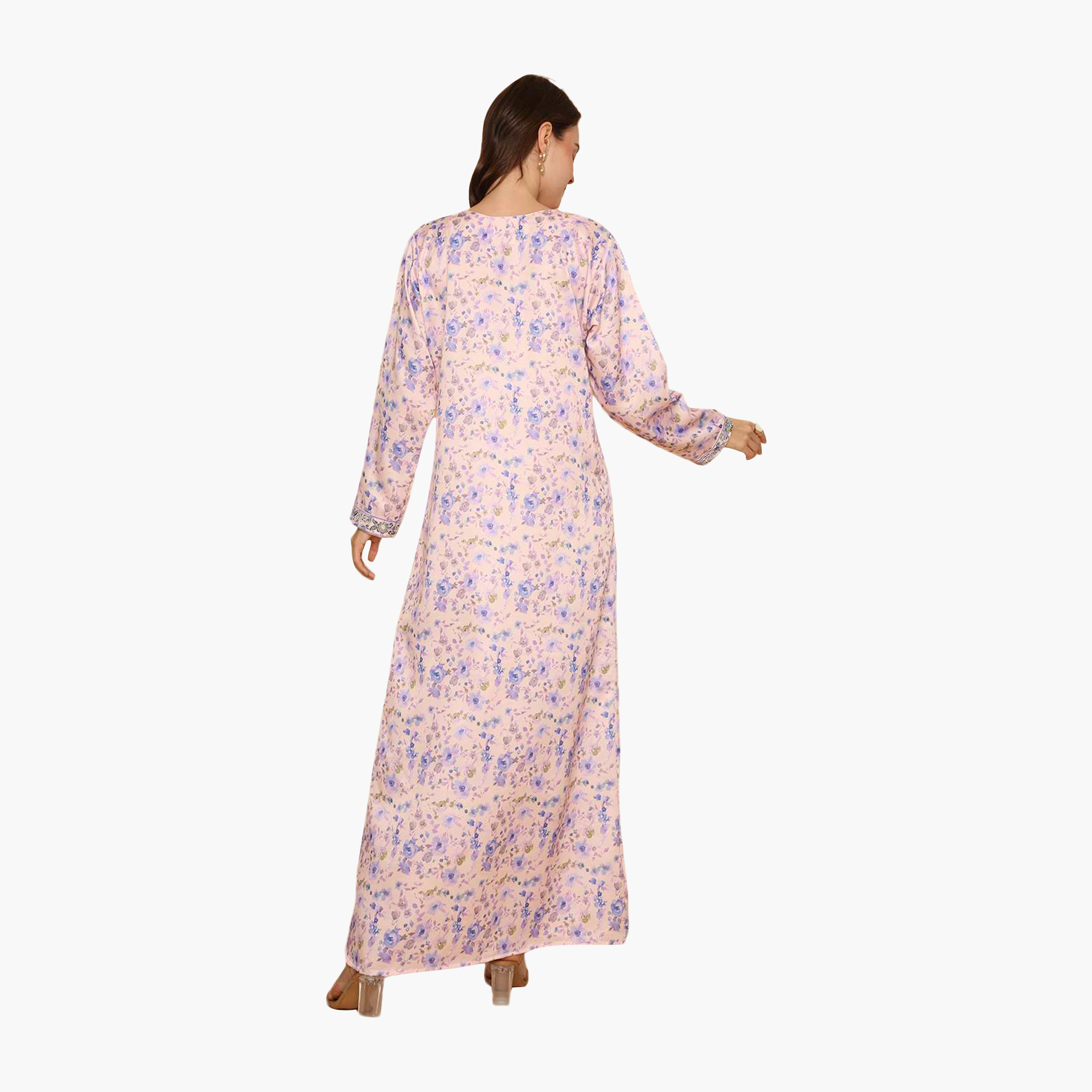 HanaandSara Floral Print Embroidered Yoke Women's Jalabiya-women-arabicclothing-jalabiyas-image-5