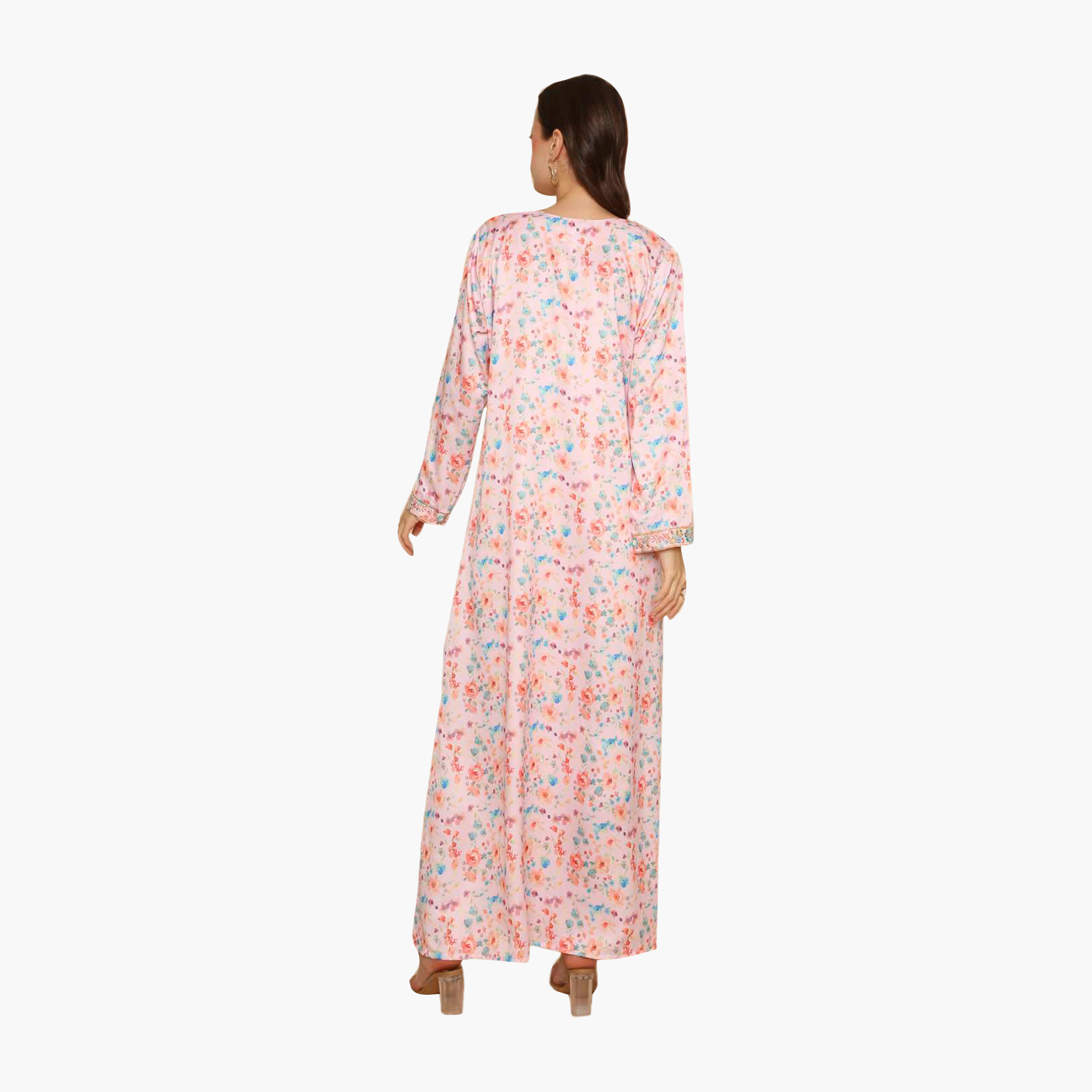 HanaandSara Floral Print Embroidered Yoke Women's Jalabiya-women-arabicclothing-jalabiyas-image-10