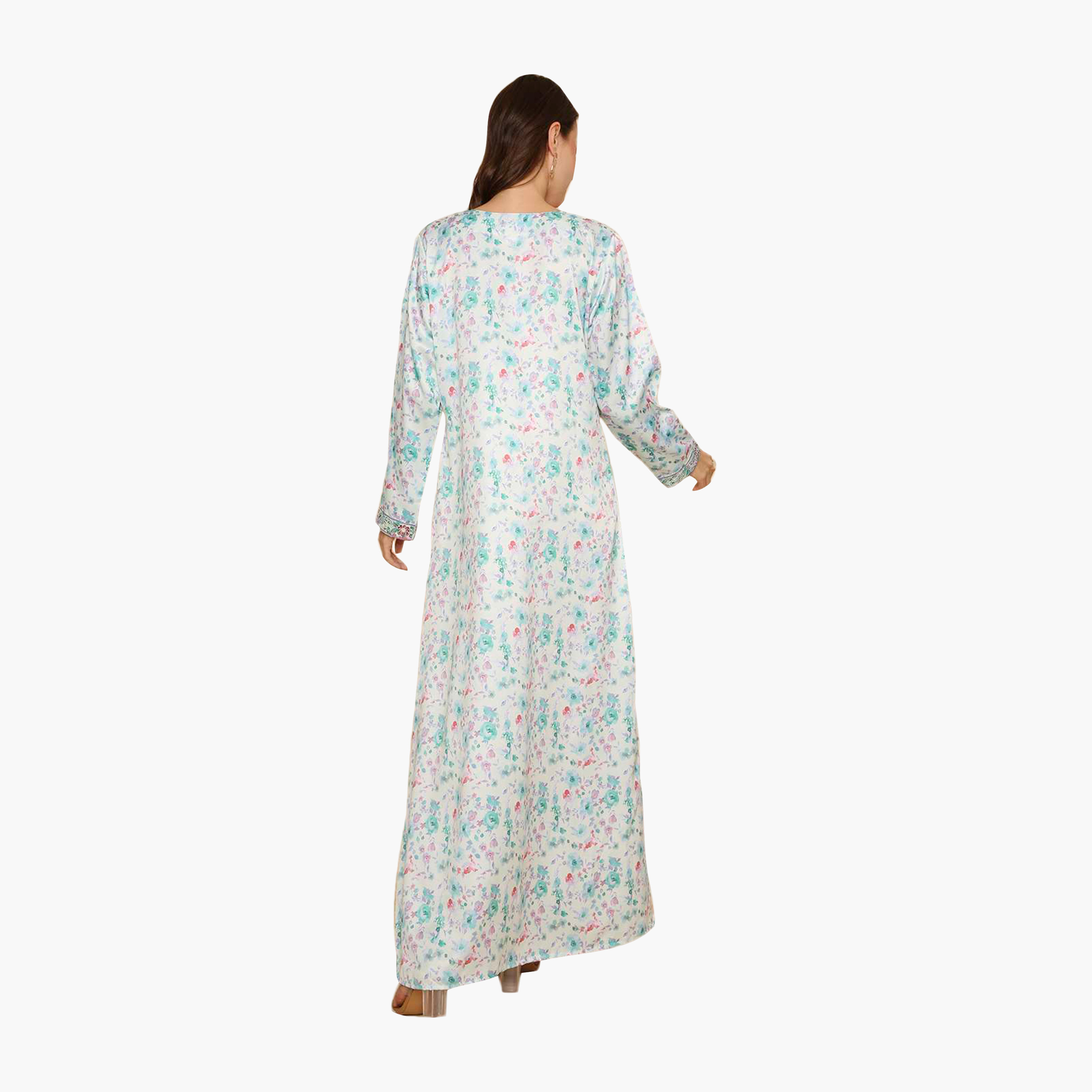 جلابية نسائية مطرزة بنقشة زهور من هنا اند سارة-women-arabicclothing-jalabiyas-image-5