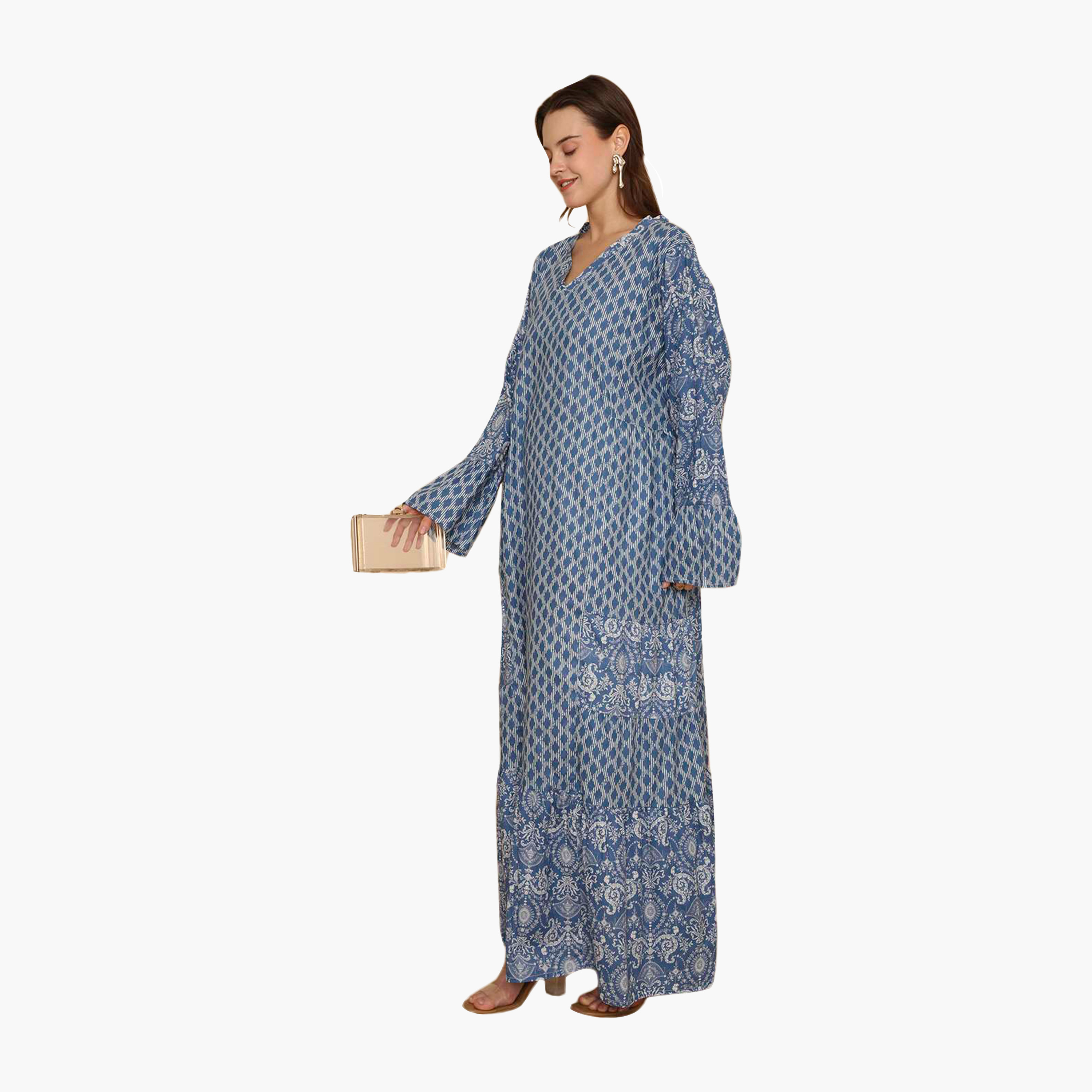 HanaandSara Geometric Print Women's Tiered & Flared Jalabiya-women-arabicclothing-jalabiyas-image-4
