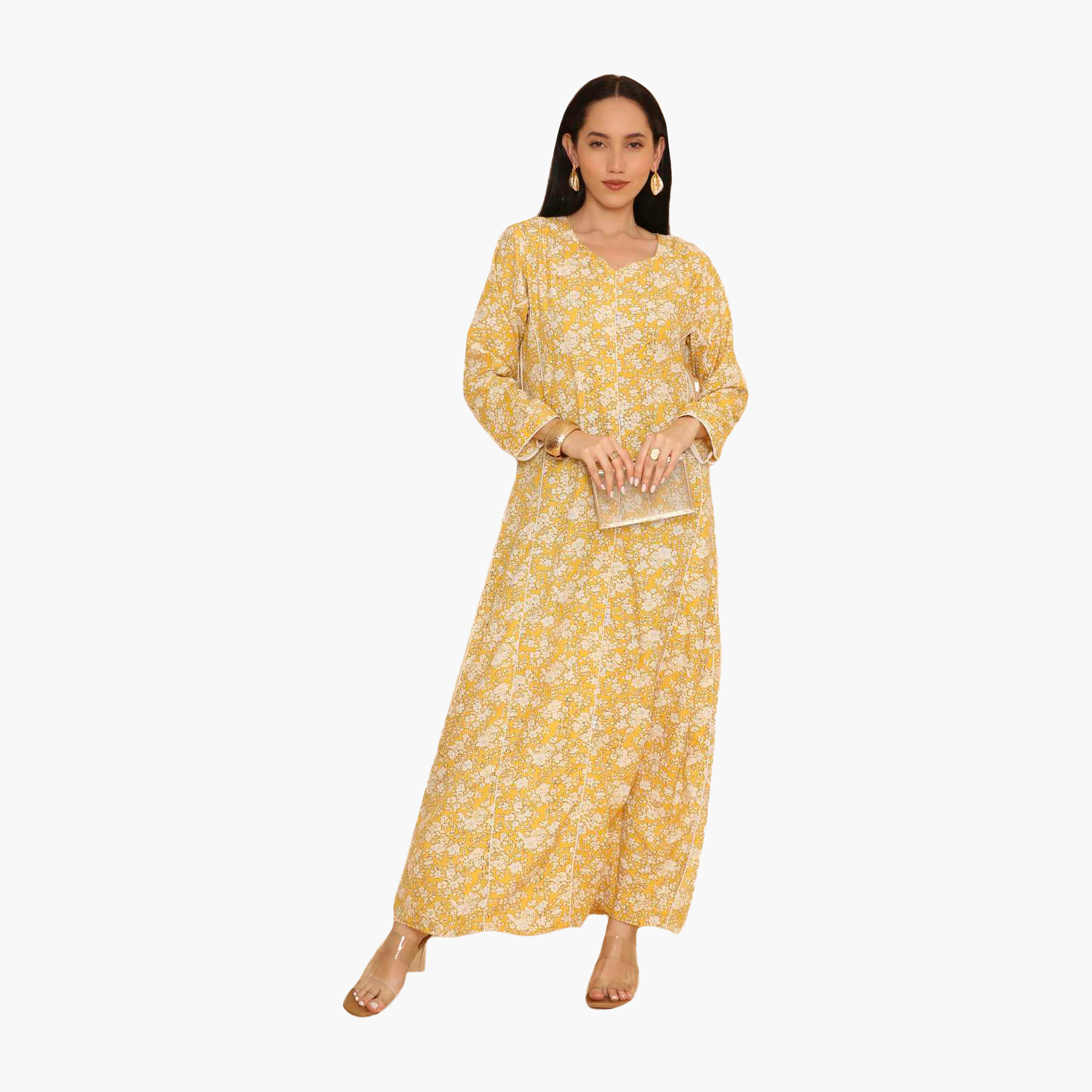 HanaandSara Floral Print & Piping Detailed Women's Jalabiya-women-arabicclothing-jalabiyas-image-11