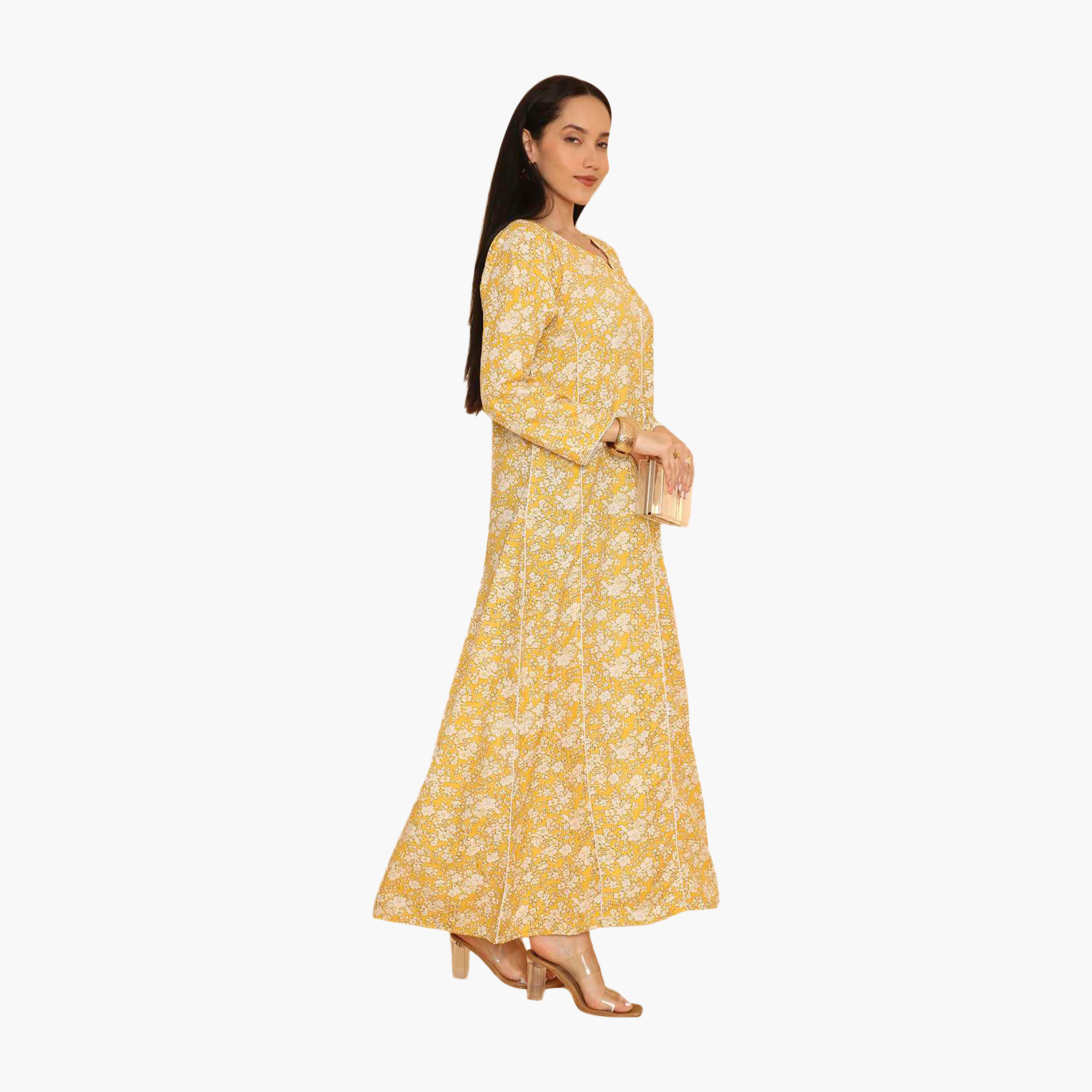HanaandSara Floral Print & Piping Detailed Women's Jalabiya-women-arabicclothing-jalabiyas-image-13