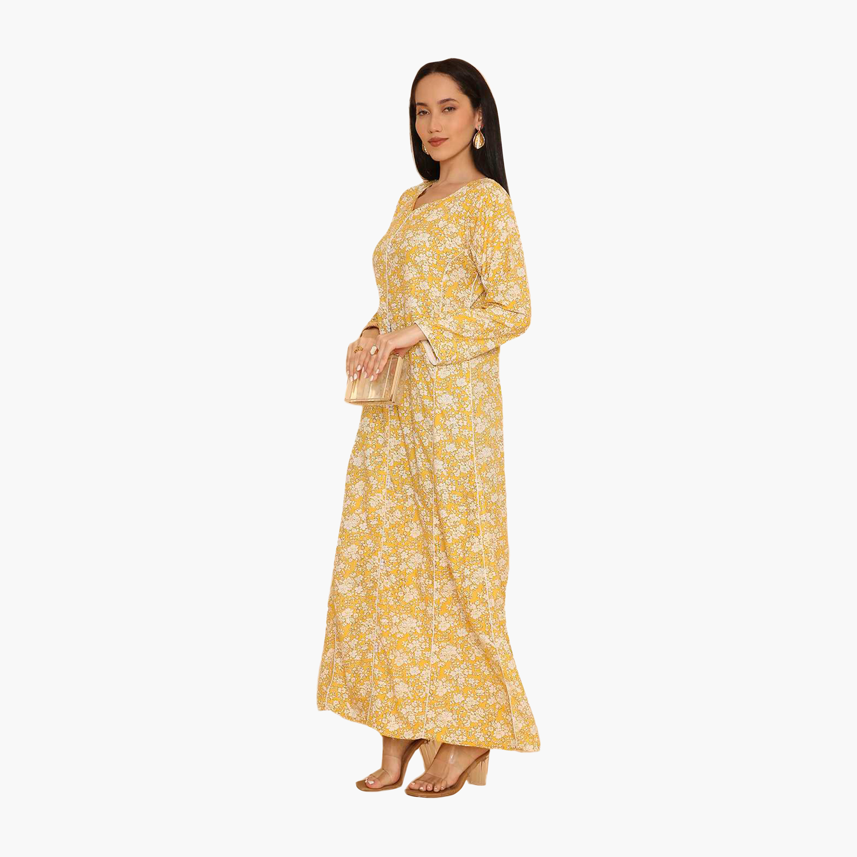 HanaandSara Floral Print & Piping Detailed Women's Jalabiya-women-arabicclothing-jalabiyas-image-14