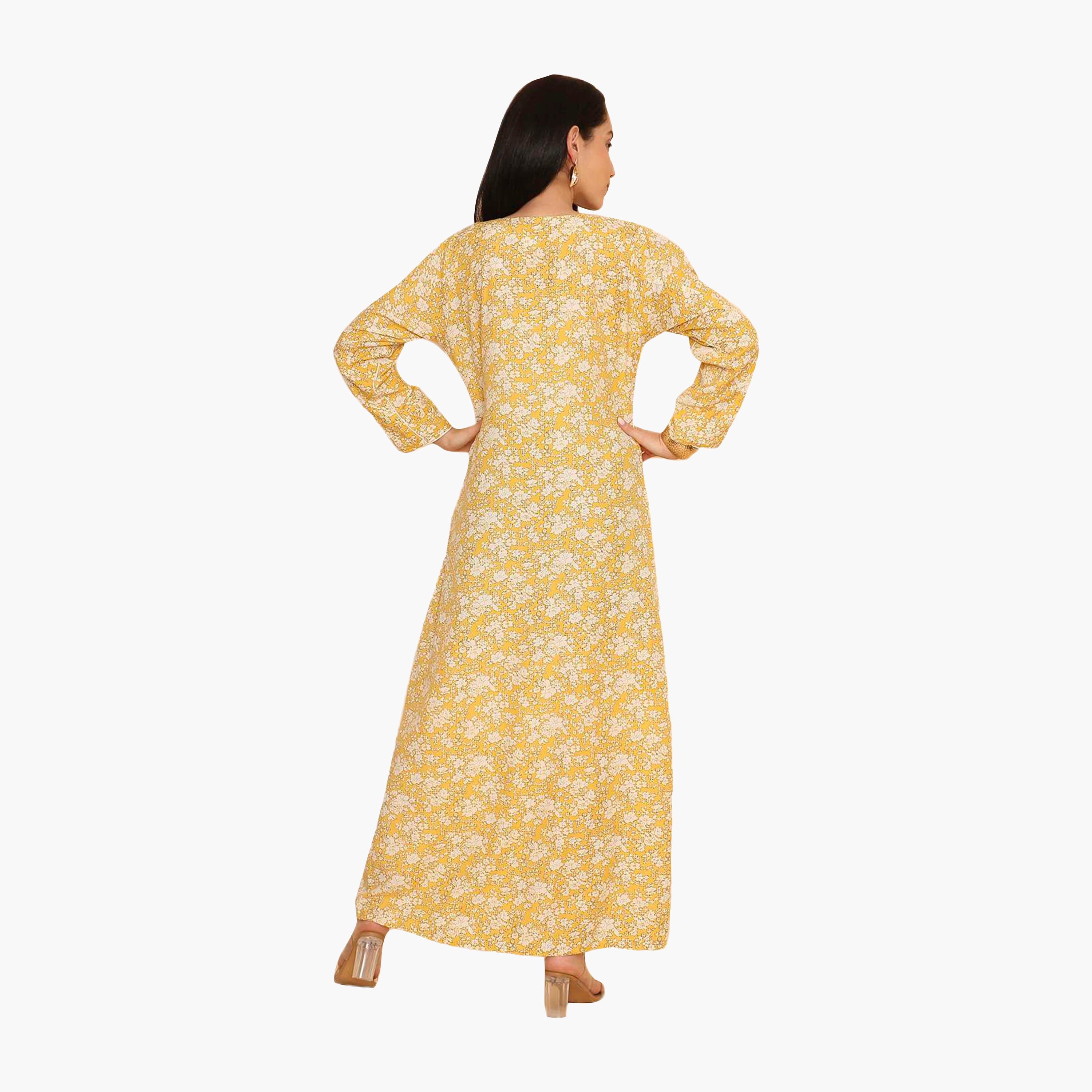 HanaandSara Floral Print & Piping Detailed Women's Jalabiya-women-arabicclothing-jalabiyas-image-15