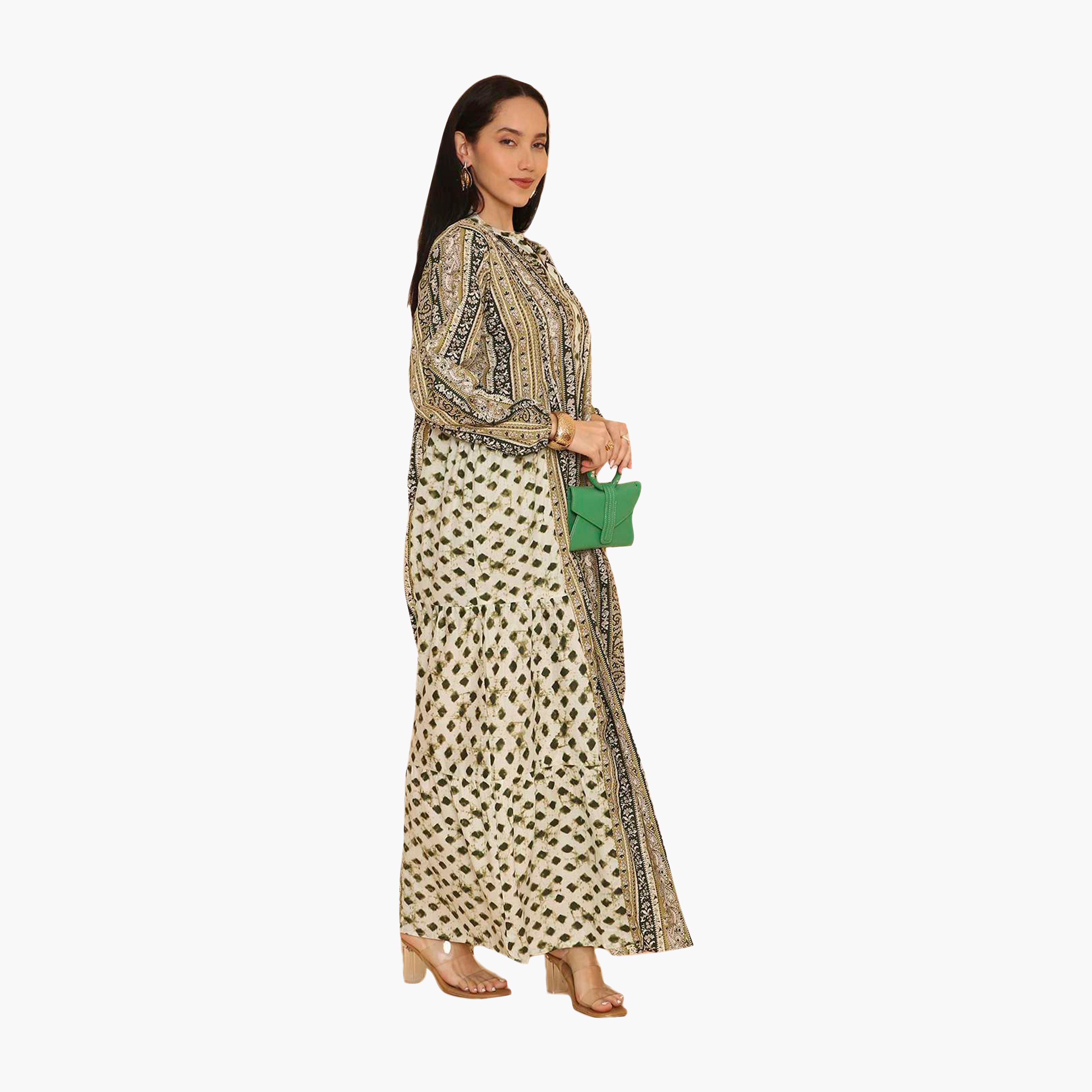 جلابية نسائية متعددة الطبقات بياقة ماندرين بنقشة بيزلي من هنا اند سارة-women-arabicclothing-jalabiyas-image-8