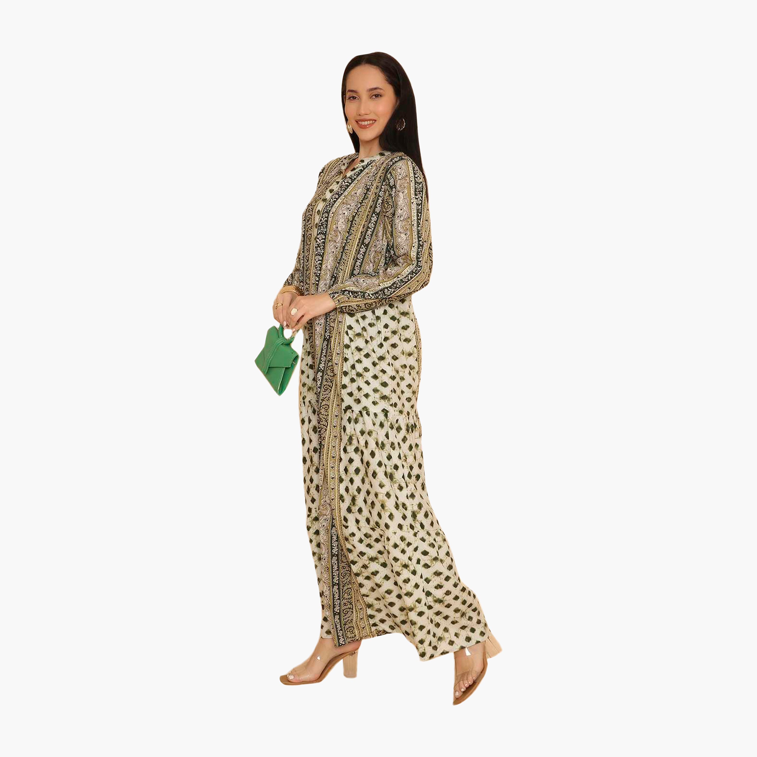 جلابية نسائية متعددة الطبقات بياقة ماندرين بنقشة بيزلي من هنا اند سارة-women-arabicclothing-jalabiyas-image-9