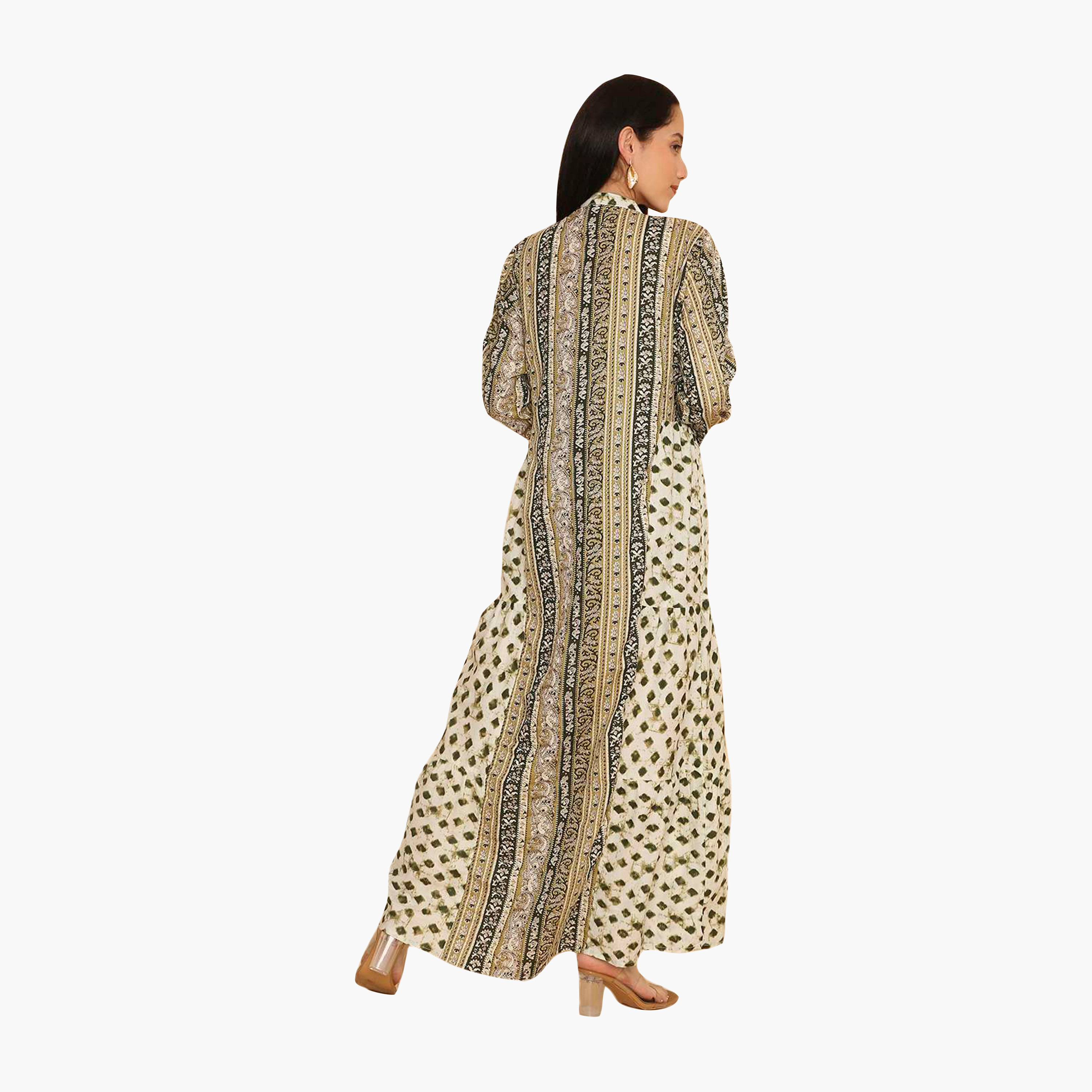جلابية نسائية متعددة الطبقات بياقة ماندرين بنقشة بيزلي من هنا اند سارة-women-arabicclothing-jalabiyas-image-10