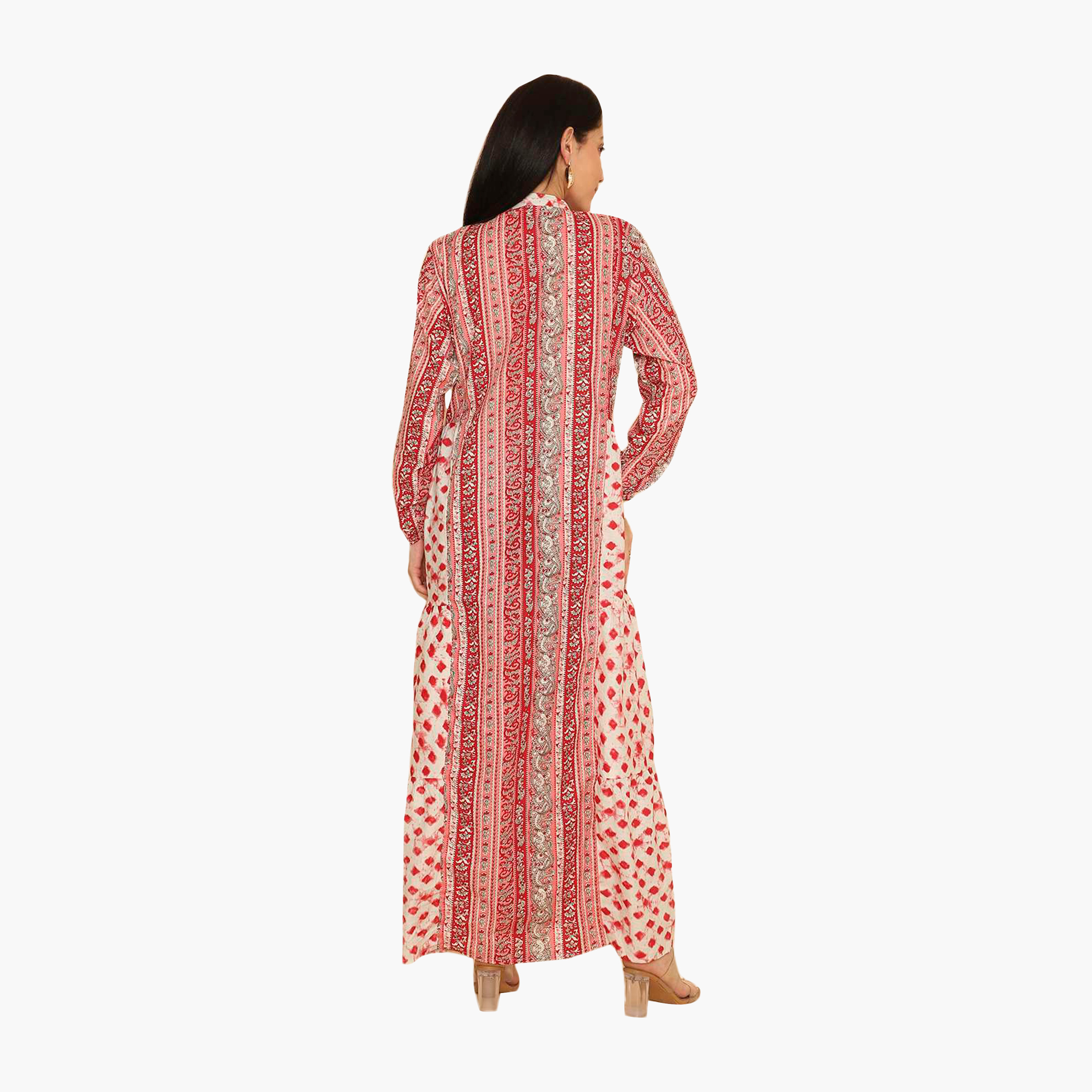 جلابية نسائية متعددة الطبقات بياقة ماندرين بنقشة بيزلي من هنا اند سارة-women-arabicclothing-jalabiyas-image-15