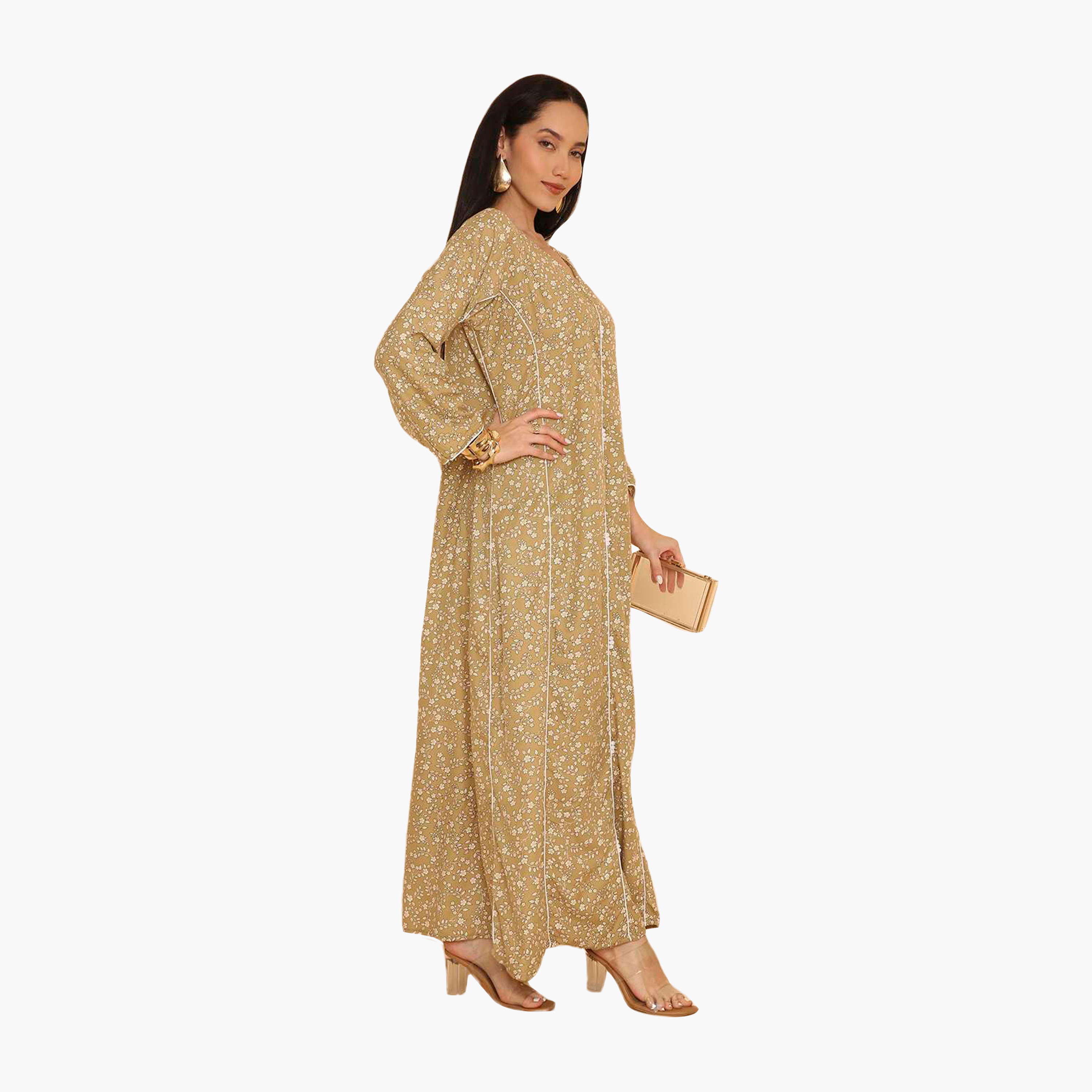 جلابية نسائية مطرزة بنقشة زهور وحواف مزخرفة من هنا اند سارة-women-arabicclothing-jalabiyas-image-3