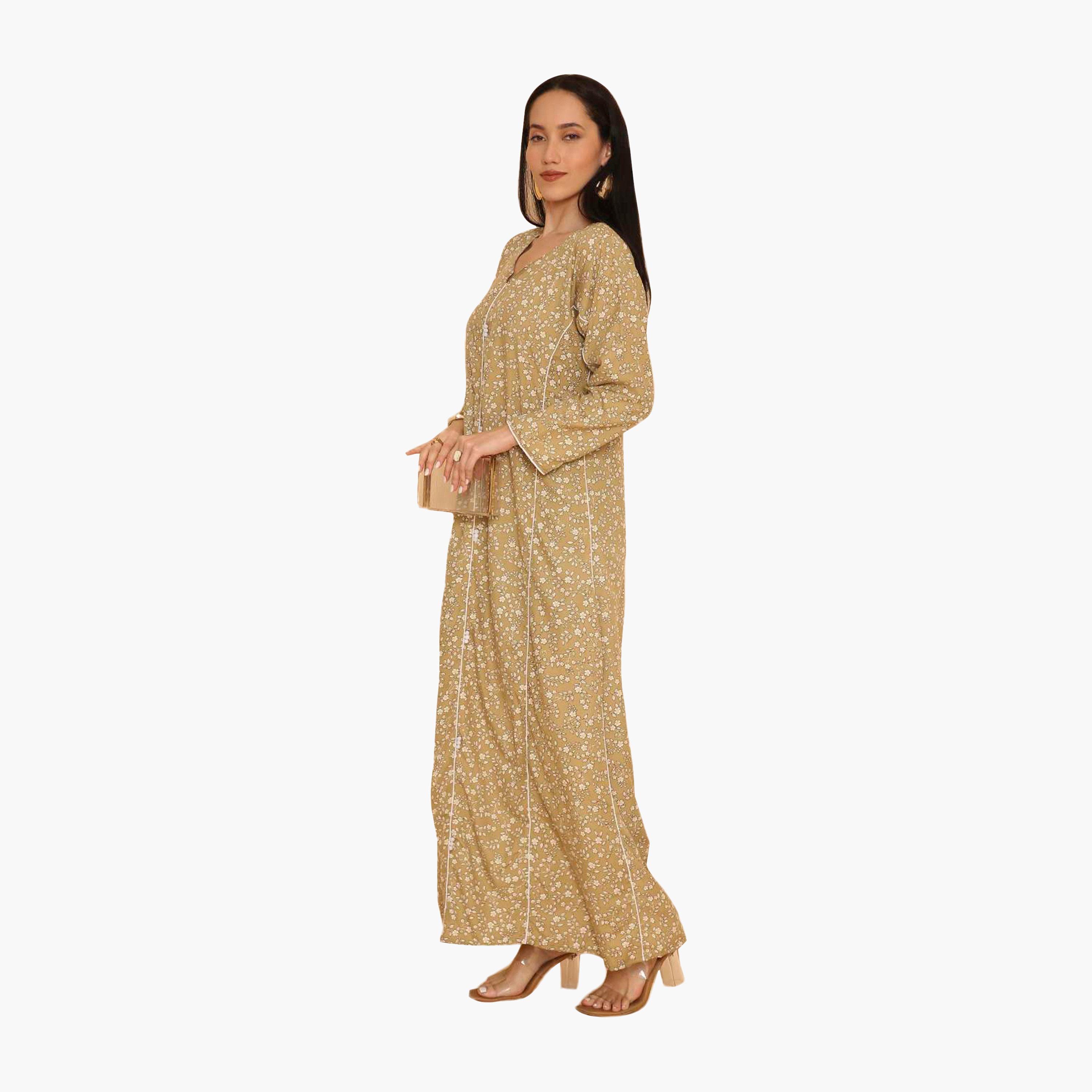 جلابية نسائية مطرزة بنقشة زهور وحواف مزخرفة من هنا اند سارة-women-arabicclothing-jalabiyas-image-4
