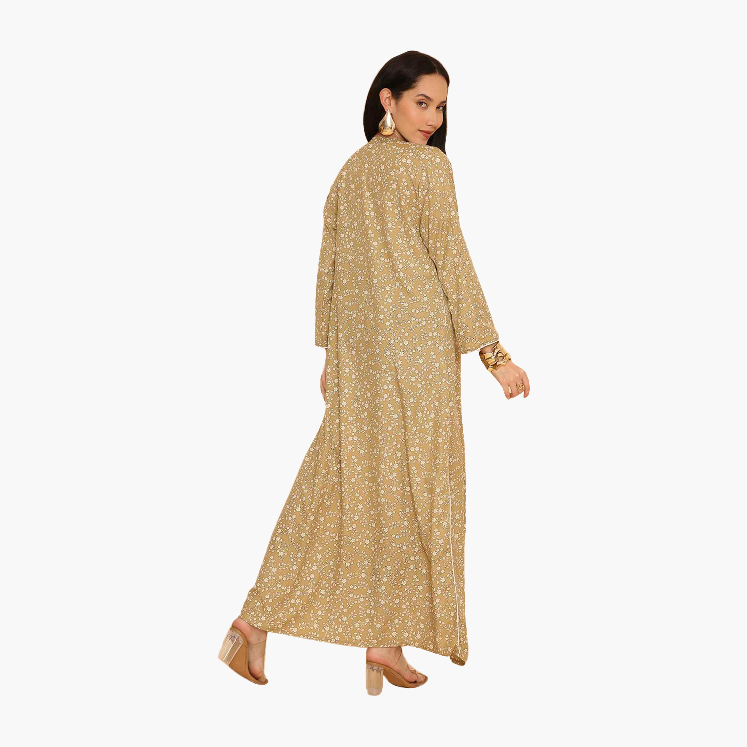 جلابية نسائية مطرزة بنقشة زهور وحواف مزخرفة من هنا اند سارة-women-arabicclothing-jalabiyas-image-5