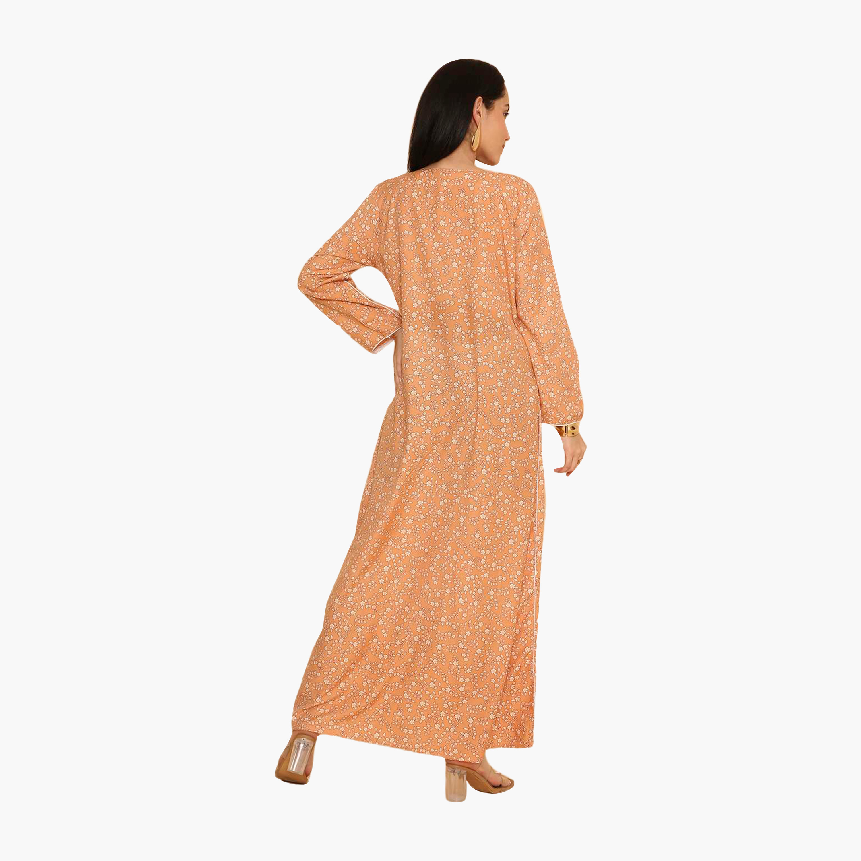 جلابية نسائية مطرزة بنقشة زهور وحواف مزخرفة من هنا اند سارة-women-arabicclothing-jalabiyas-image-10