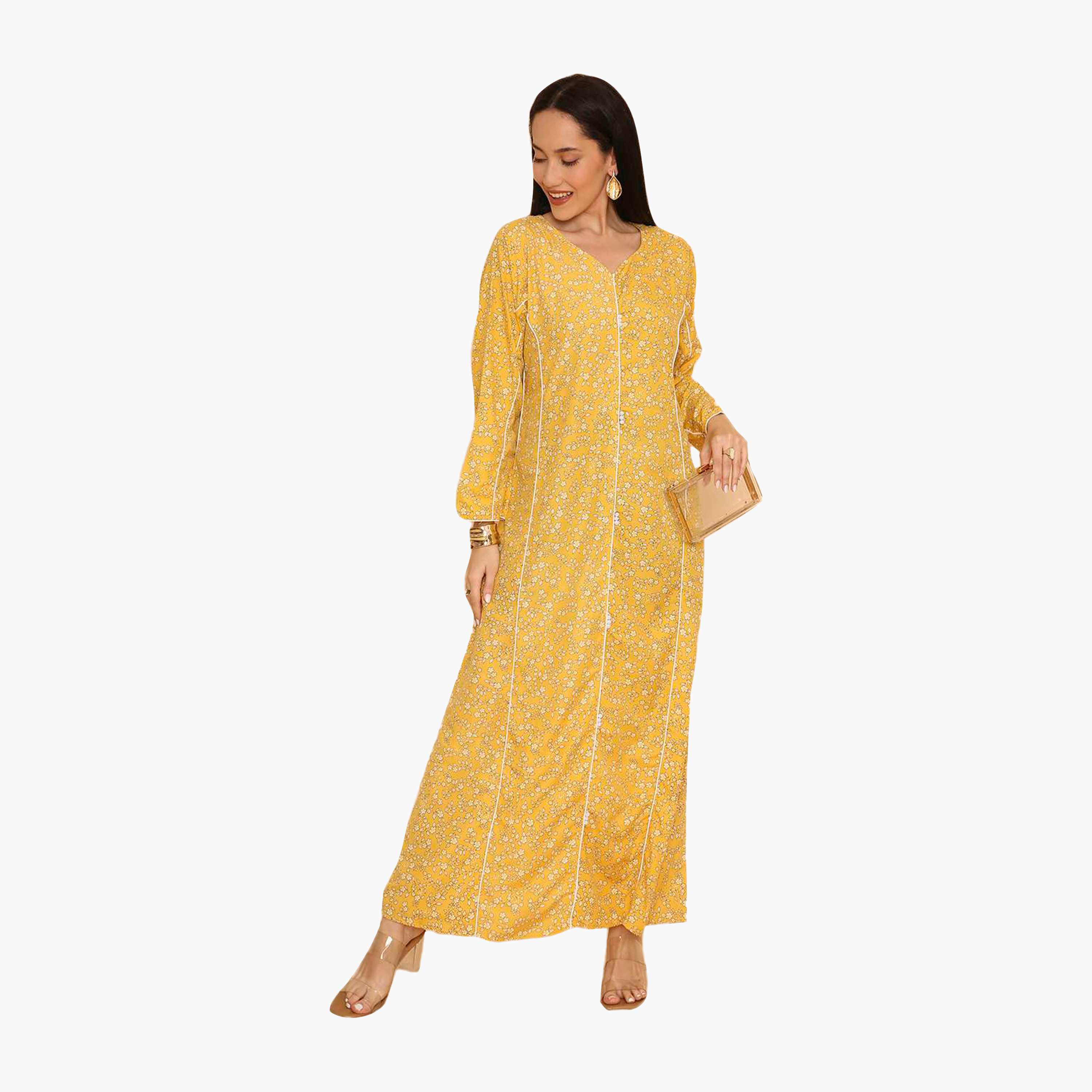 جلابية نسائية مطرزة بنقشة زهور وحواف مزخرفة من هنا اند سارة-women-arabicclothing-jalabiyas-image-11