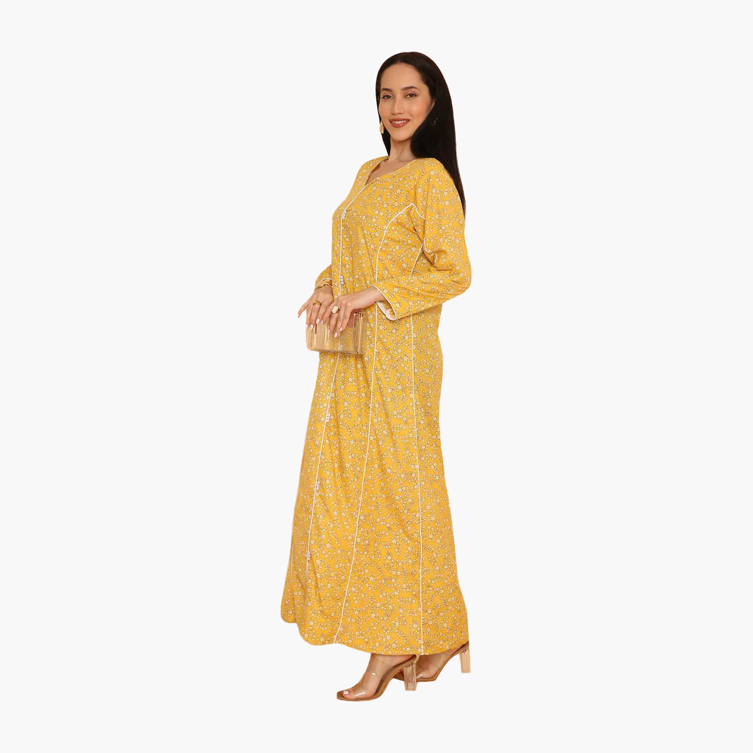 جلابية نسائية مطرزة بنقشة زهور وحواف مزخرفة من هنا اند سارة-women-arabicclothing-jalabiyas-image-14