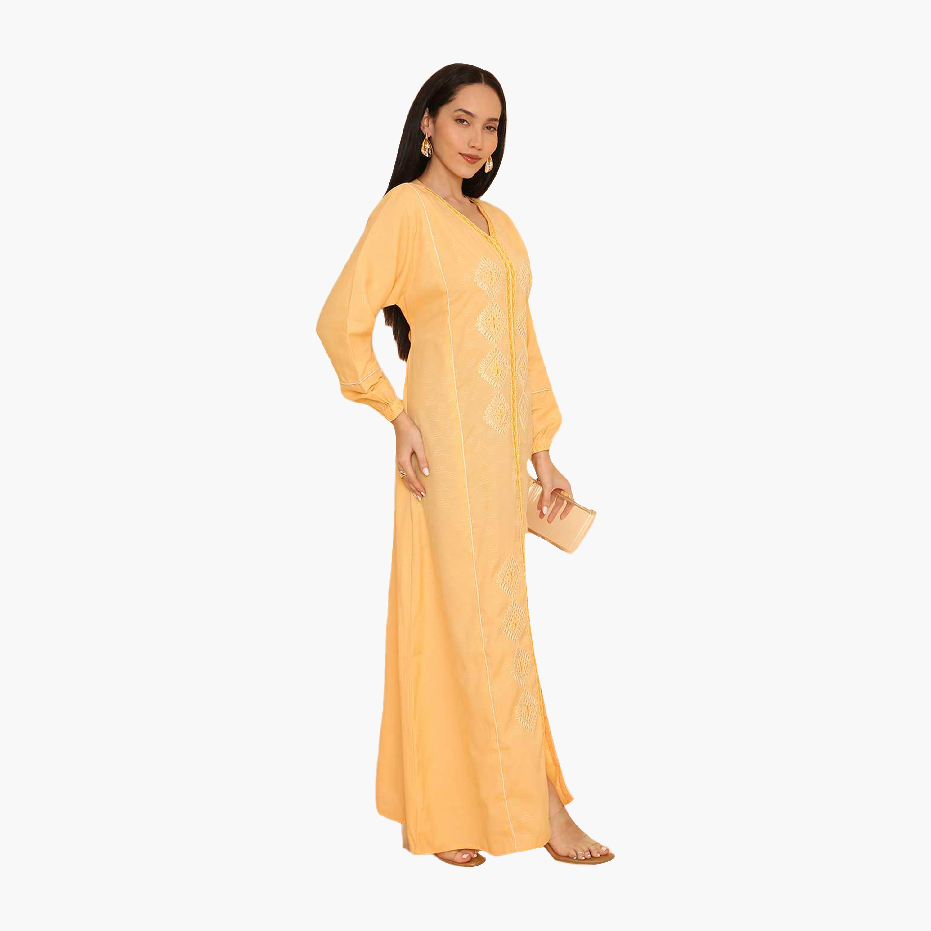 جلابية نسائية بأكمام مطاطية مطرزة من هنا اند سارة-women-arabicclothing-jalabiyas-image-13