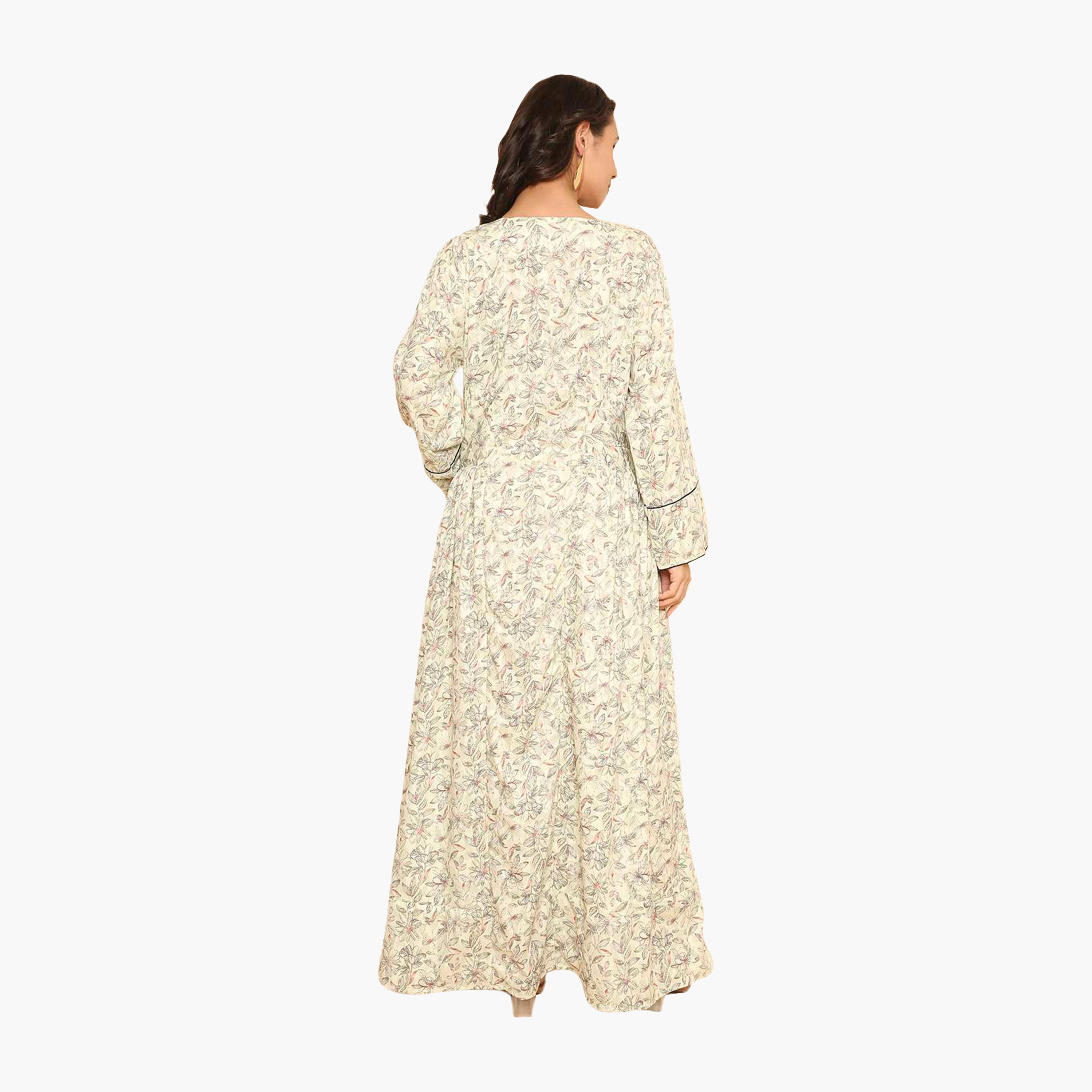 جلابية نسائية مطرزة بنقشة زهور وحواف مزخرفة من هنا اند سارة-women-arabicclothing-jalabiyas-image-5