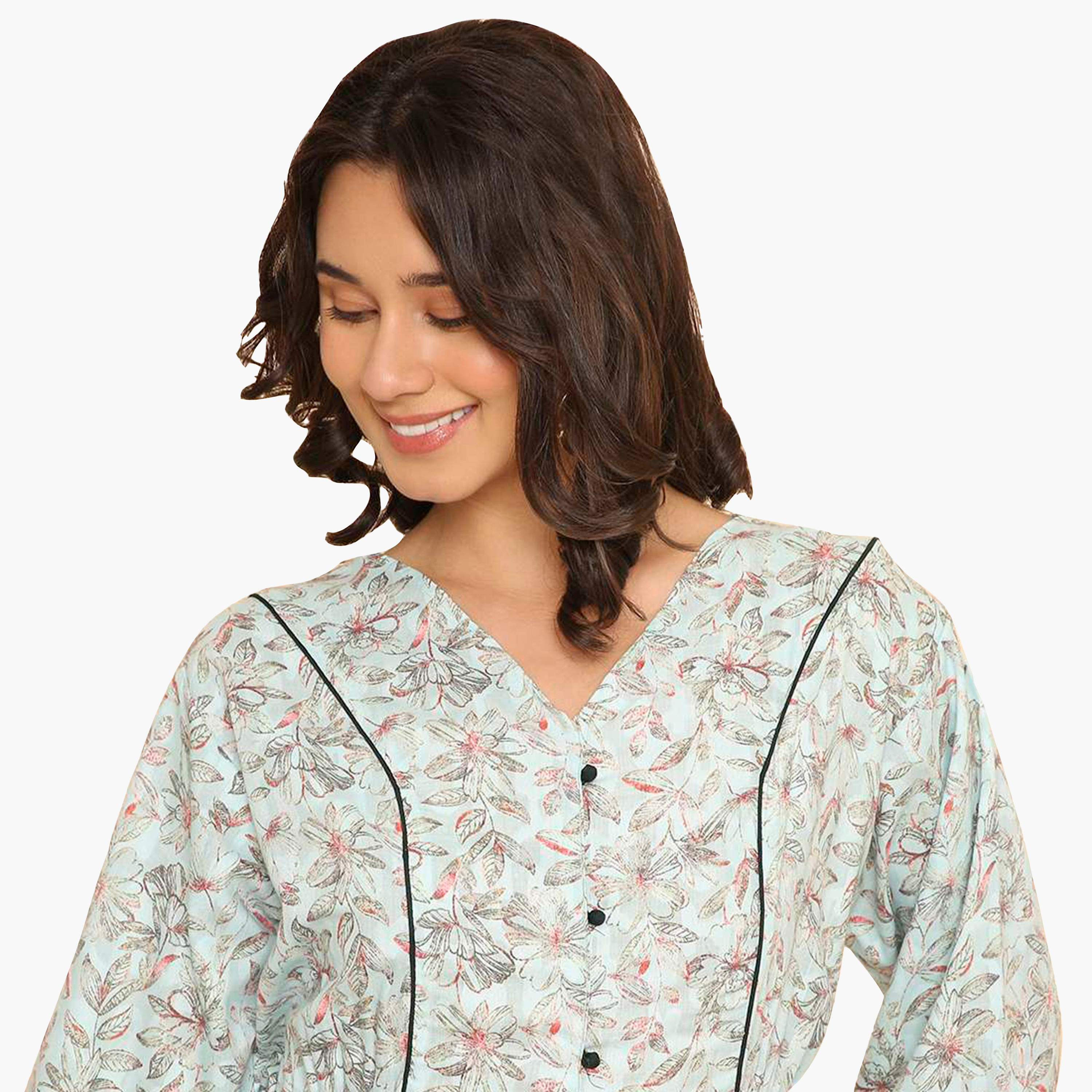 جلابية نسائية مطرزة بنقشة زهور وحواف مزخرفة من هنا اند سارة-women-arabicclothing-jalabiyas-image-7