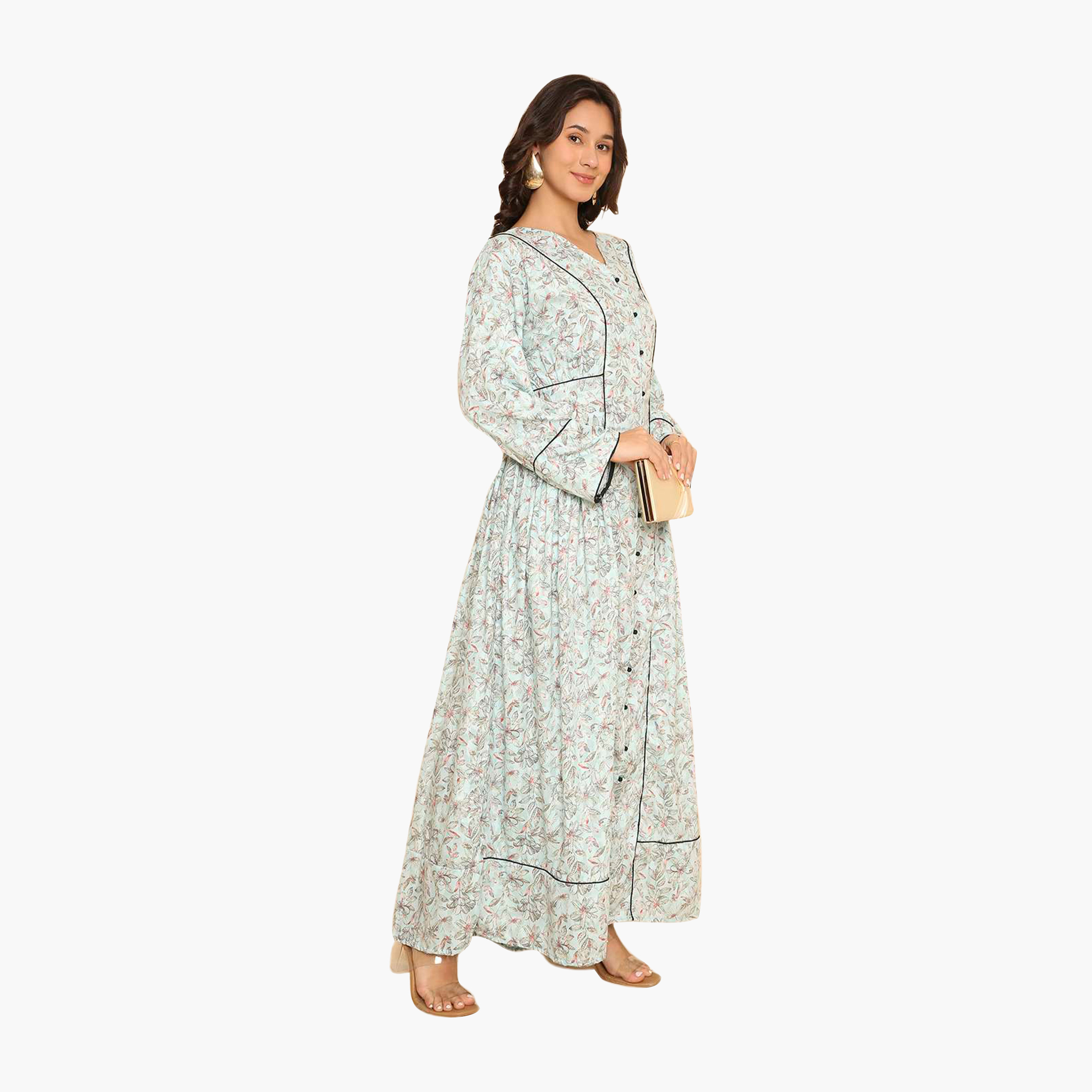 جلابية نسائية مطرزة بنقشة زهور وحواف مزخرفة من هنا اند سارة-women-arabicclothing-jalabiyas-image-8