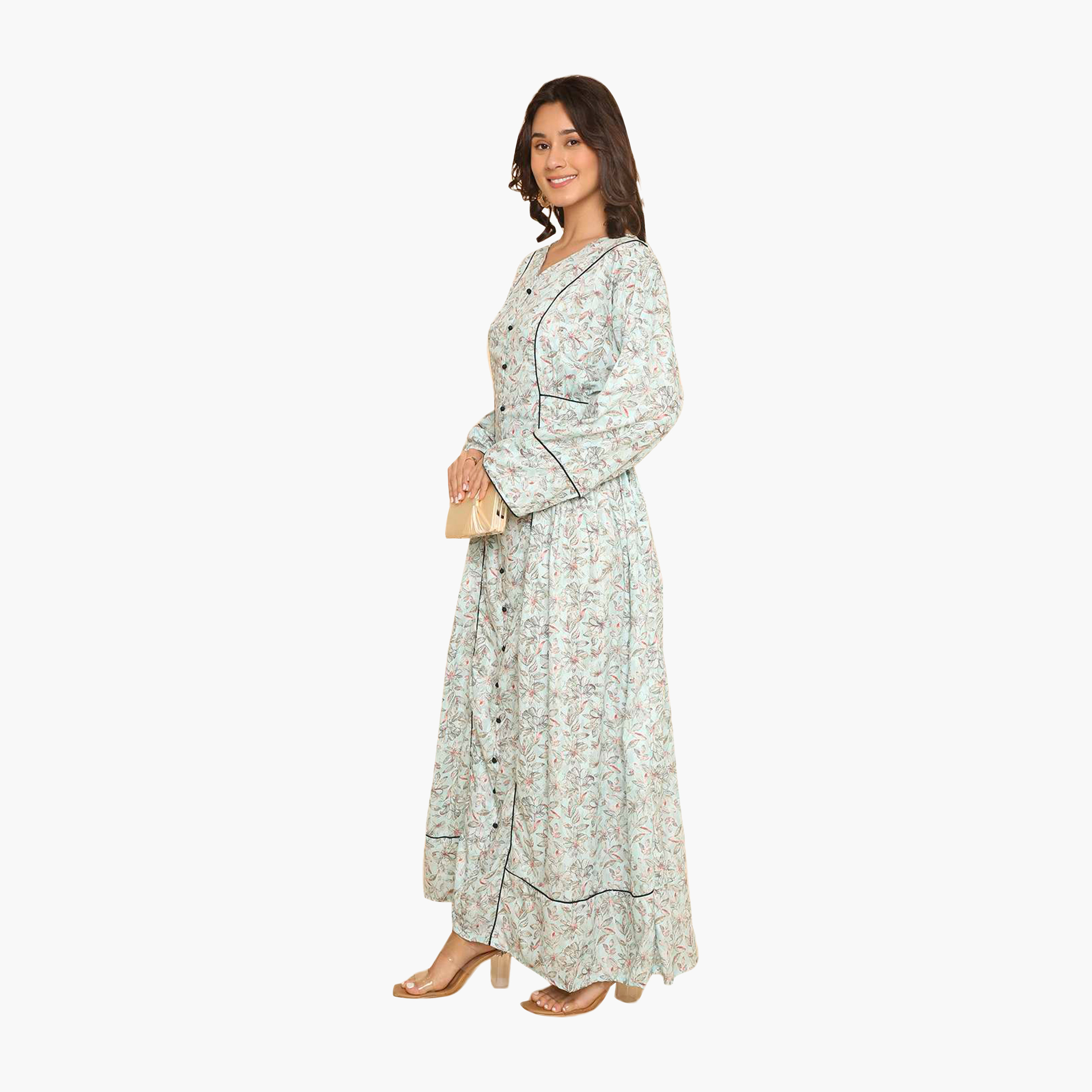 جلابية نسائية مطرزة بنقشة زهور وحواف مزخرفة من هنا اند سارة-women-arabicclothing-jalabiyas-image-9