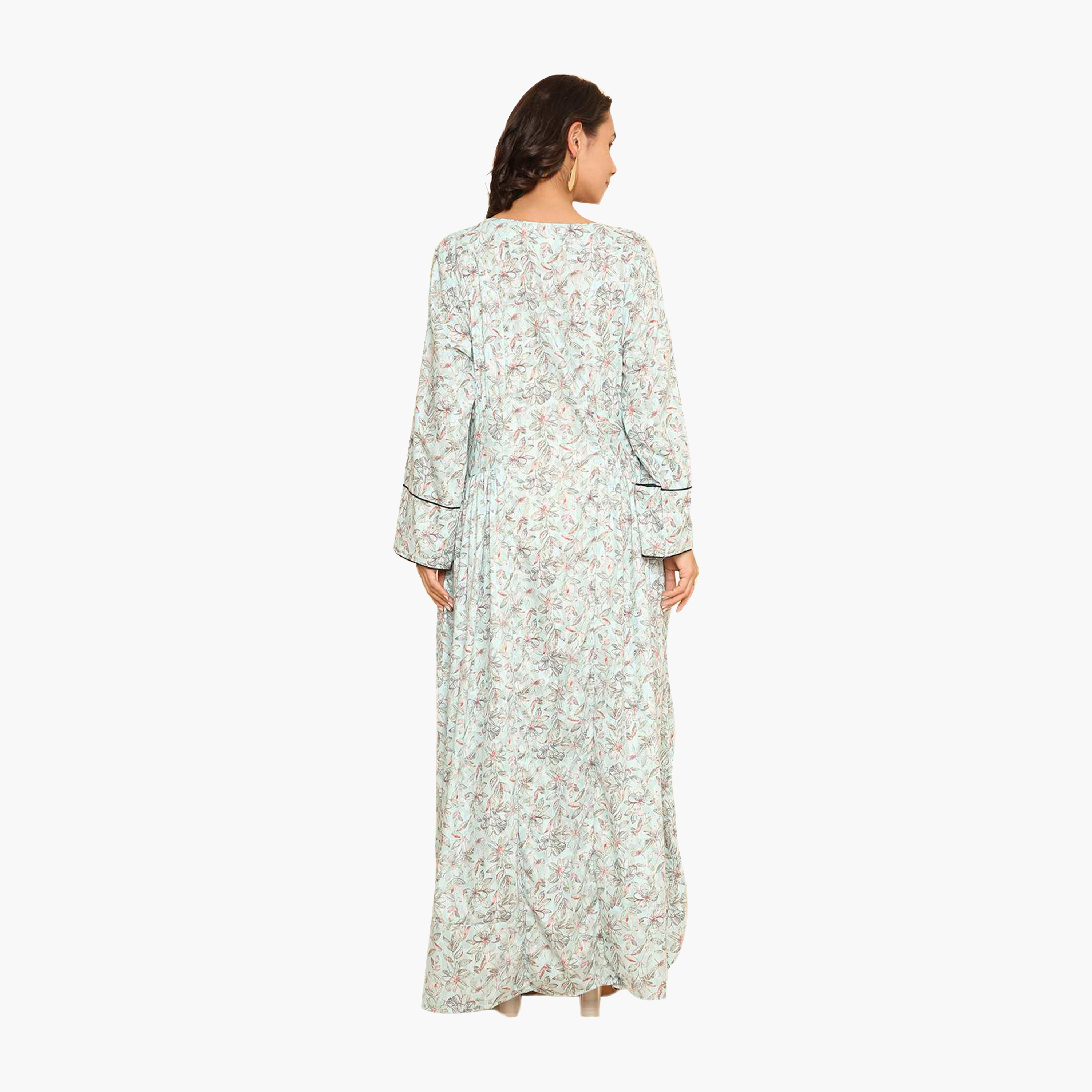 جلابية نسائية مطرزة بنقشة زهور وحواف مزخرفة من هنا اند سارة-women-arabicclothing-jalabiyas-image-10