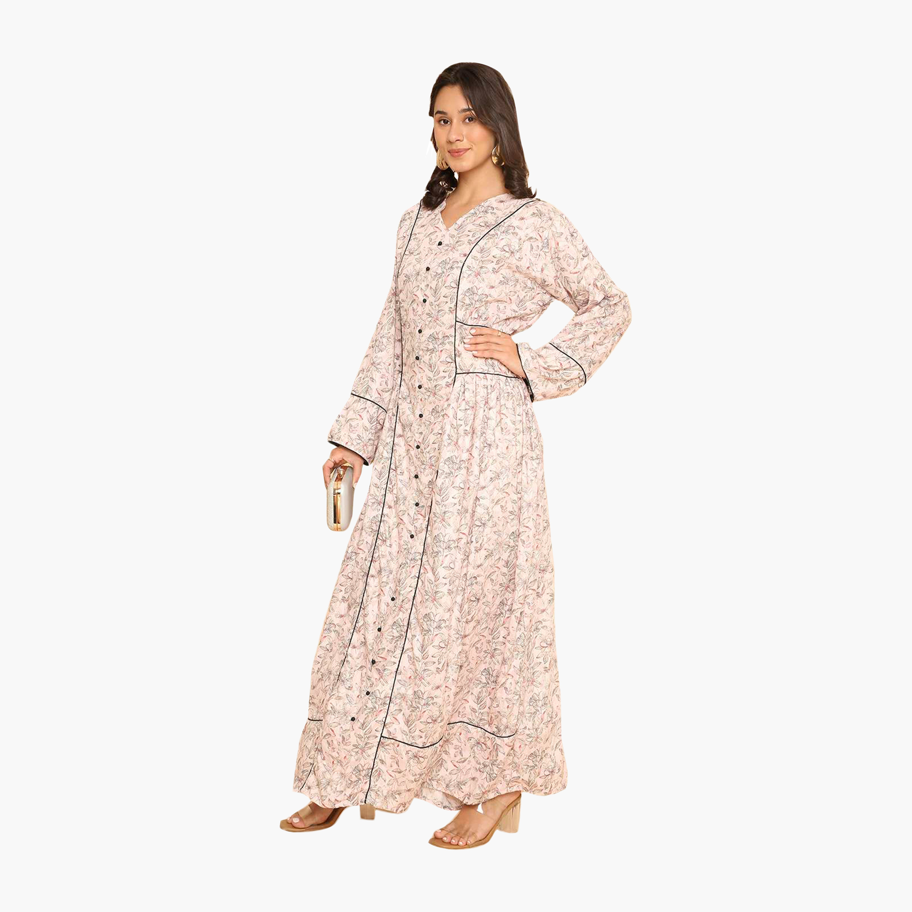 جلابية نسائية مطرزة بنقشة زهور وحواف مزخرفة من هنا اند سارة-women-arabicclothing-jalabiyas-image-14