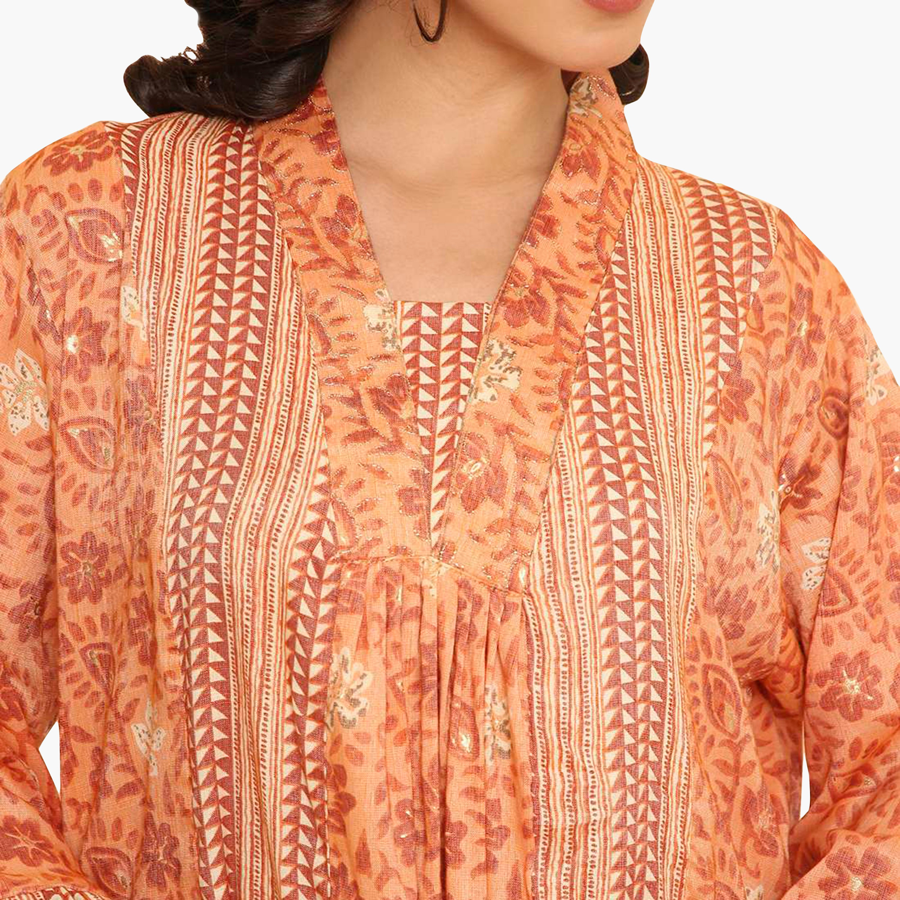 HanaandSara Floral Print Collared Bell Sleeves Women's Jalabiya-women-arabicclothing-jalabiyas-image-17