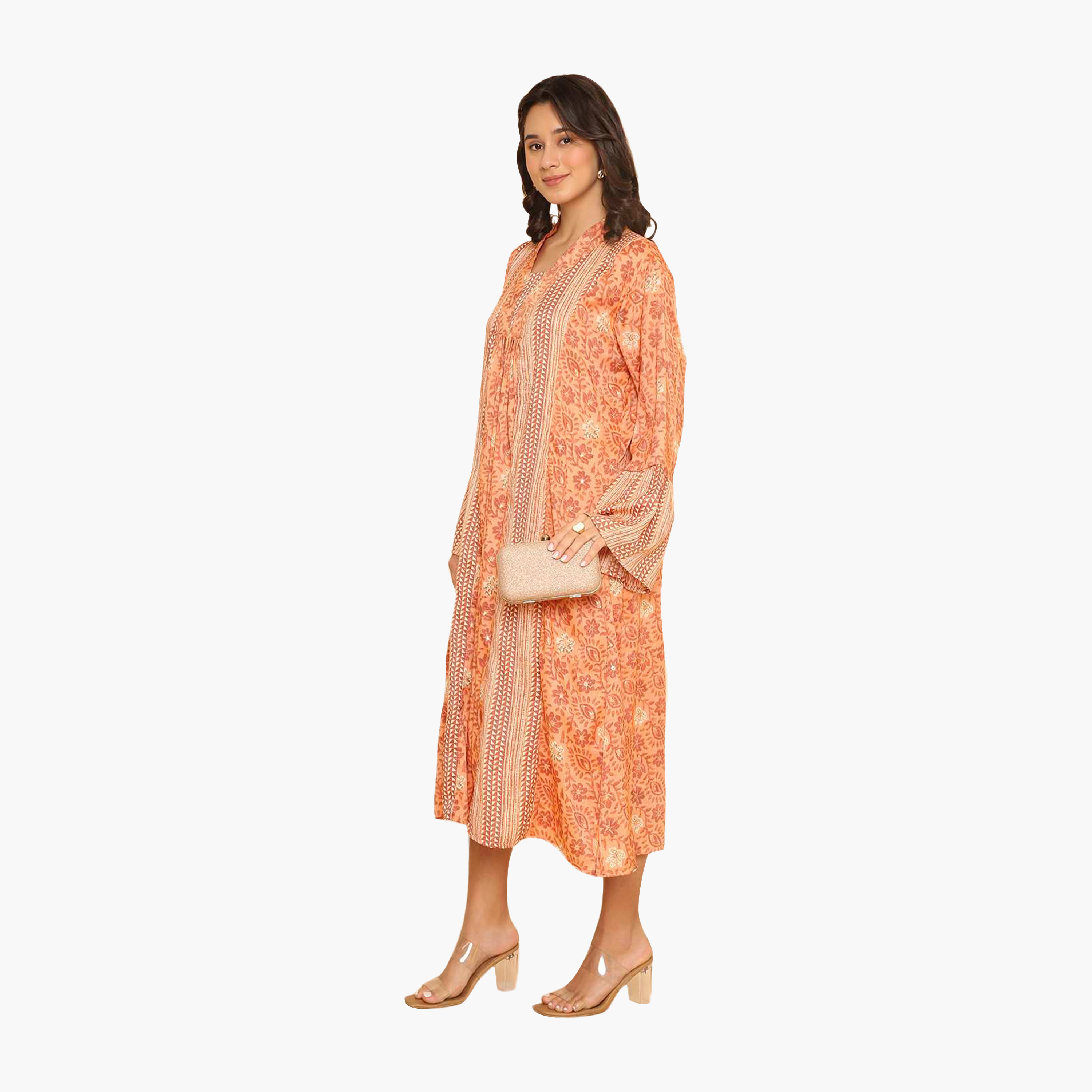 HanaandSara Floral Print Collared Bell Sleeves Women's Jalabiya-women-arabicclothing-jalabiyas-image-19
