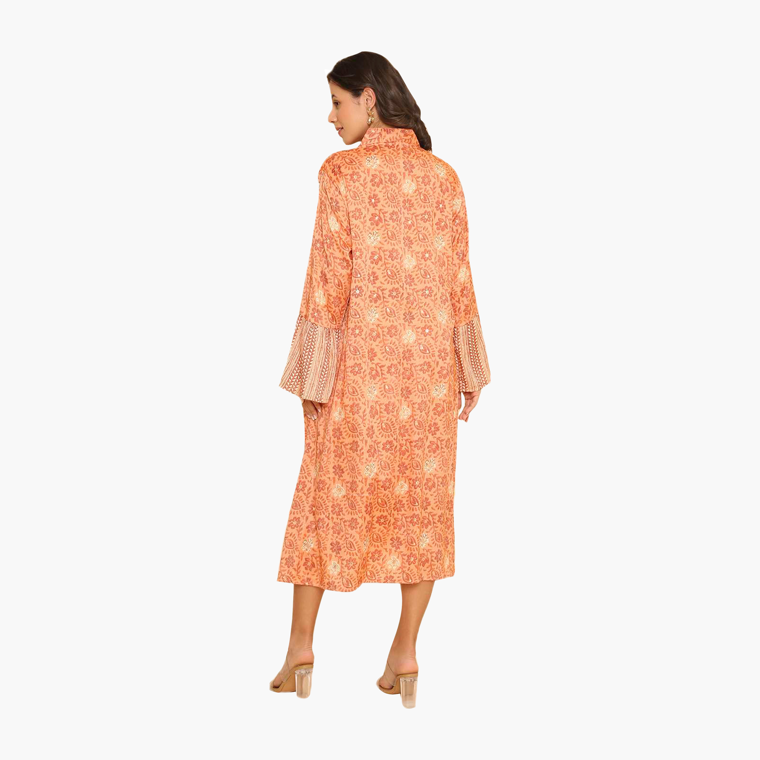 HanaandSara Floral Print Collared Bell Sleeves Women's Jalabiya-women-arabicclothing-jalabiyas-image-20