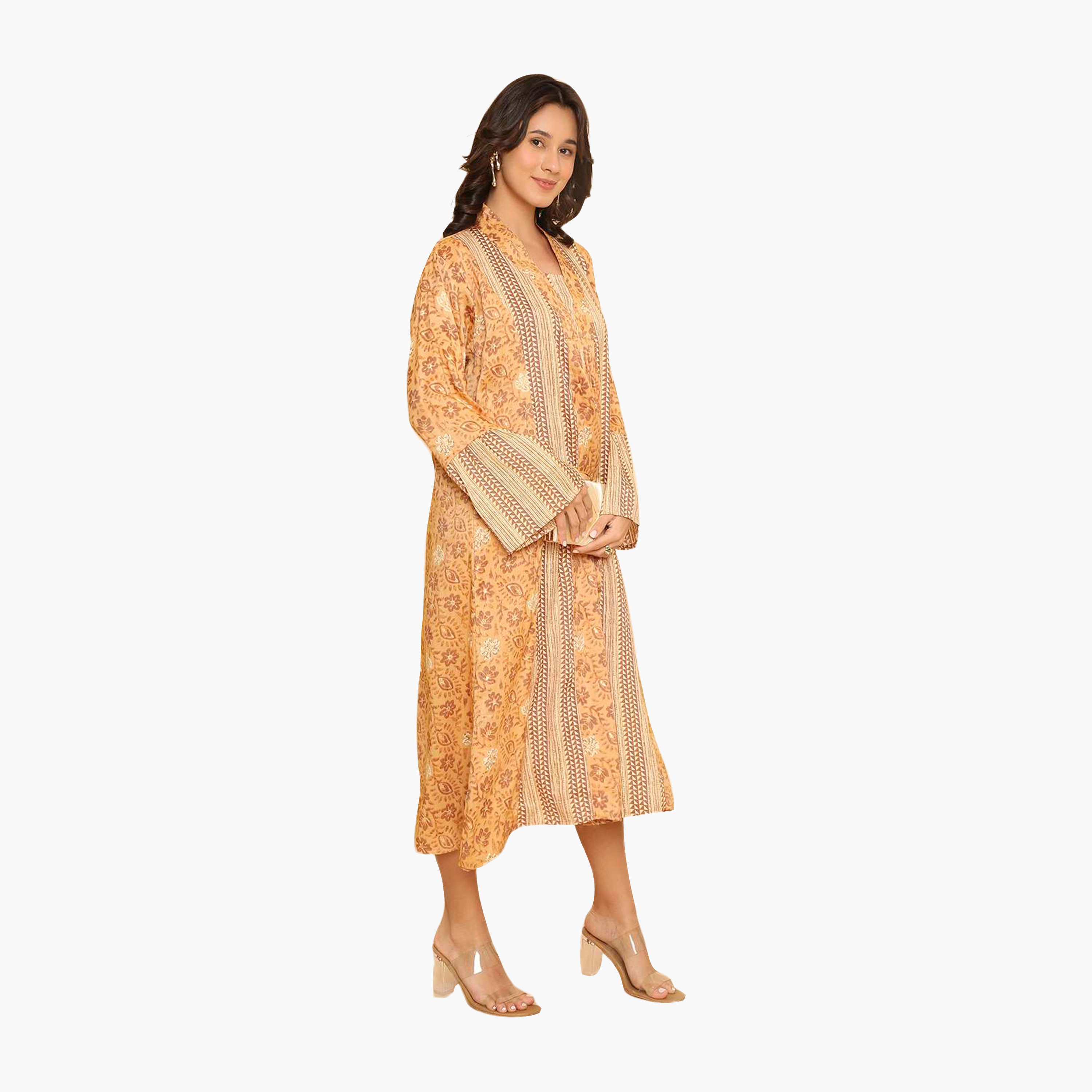 HanaandSara Floral Print Collared Bell Sleeves Women's Jalabiya-women-arabicclothing-jalabiyas-image-13