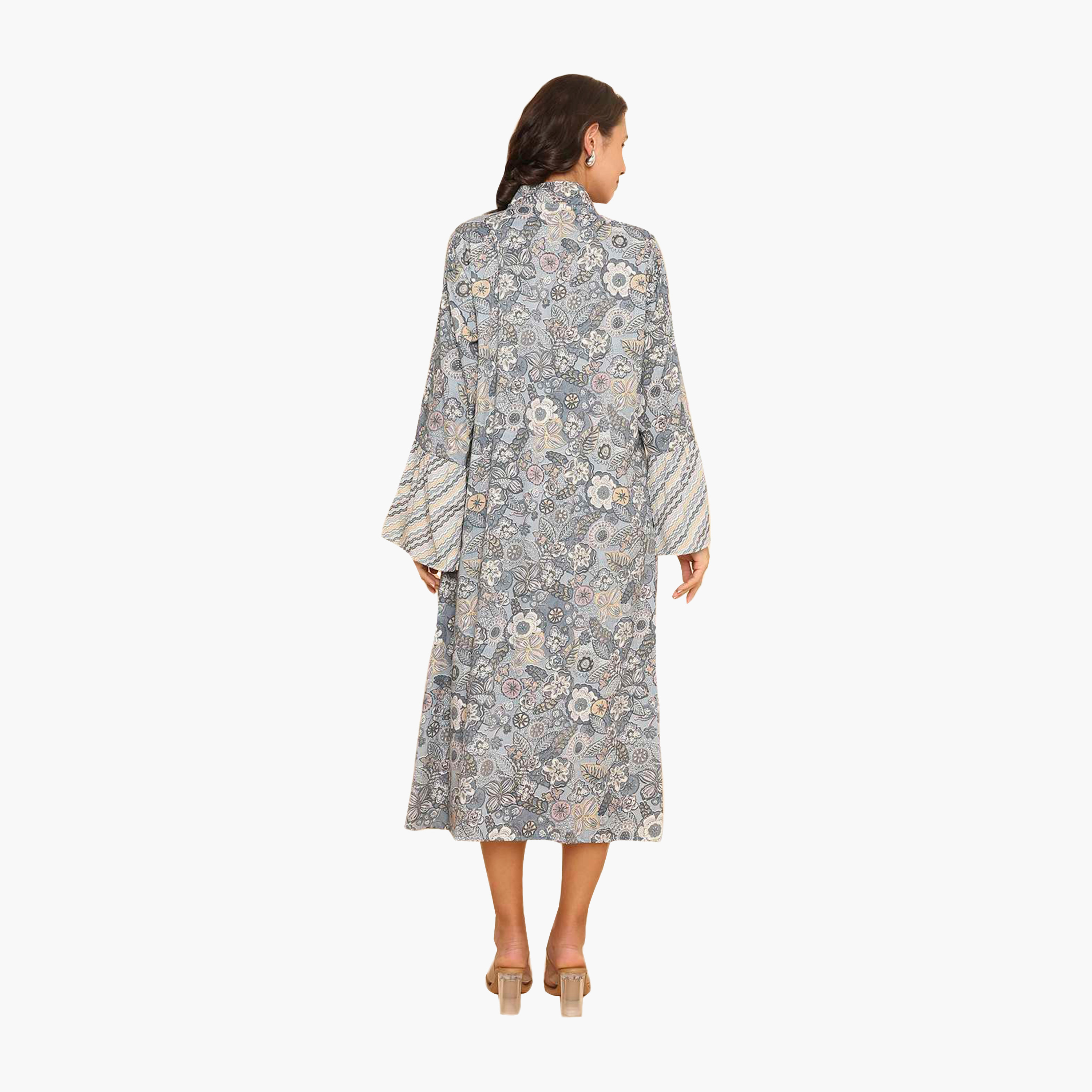 جلابية نسائية بأكمام واسعة وياقة وطبعة زهور من هنا اند سارة-women-arabicclothing-jalabiyas-image-5