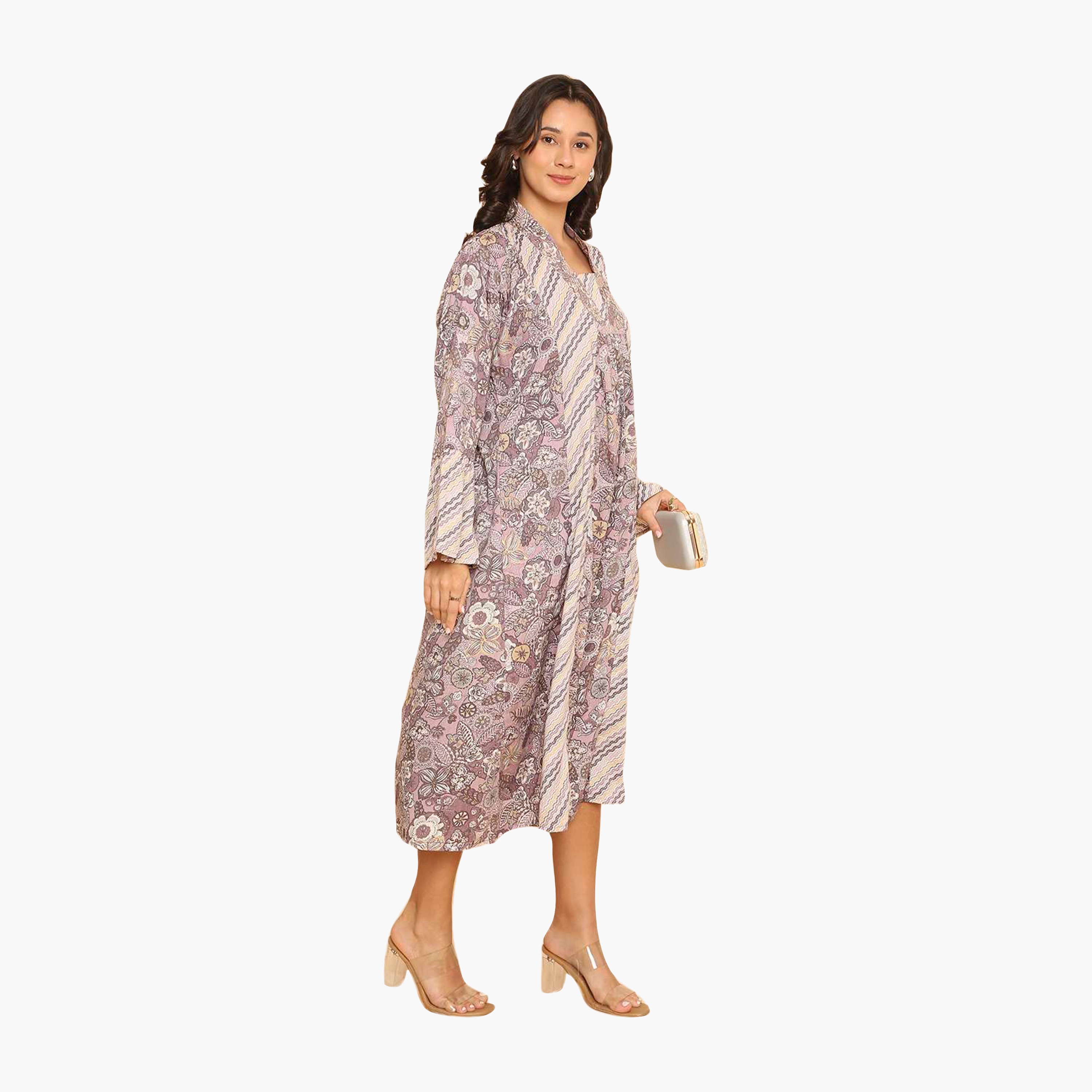 جلابية نسائية بأكمام واسعة وياقة وطبعة زهور من هنا اند سارة-women-arabicclothing-jalabiyas-image-8